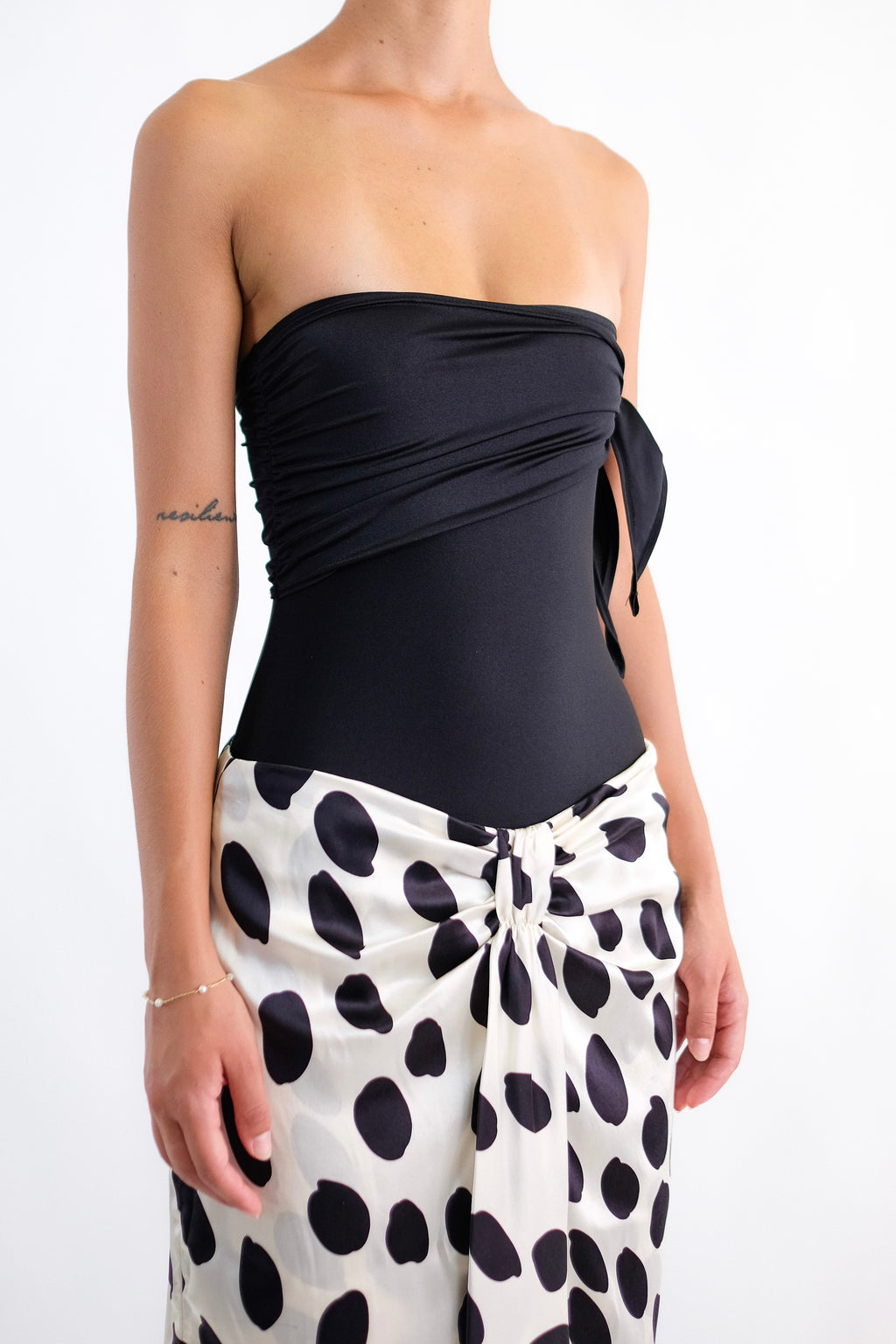 CERRUTI WRAP-TIE SWIMSUIT IN BLACK