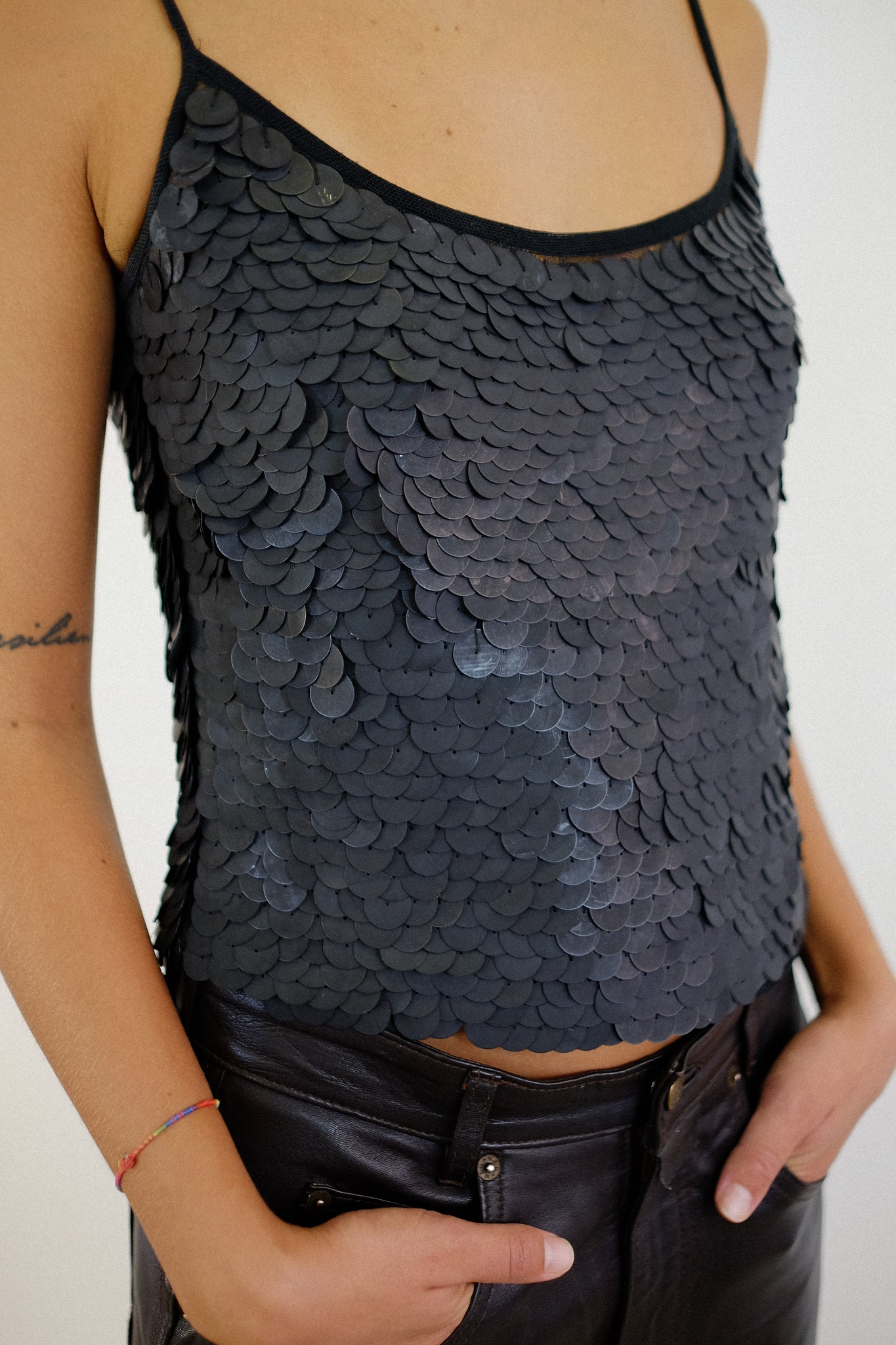 1990s PLEIN SUD GIANT SEQUIN TOP IN BLACK