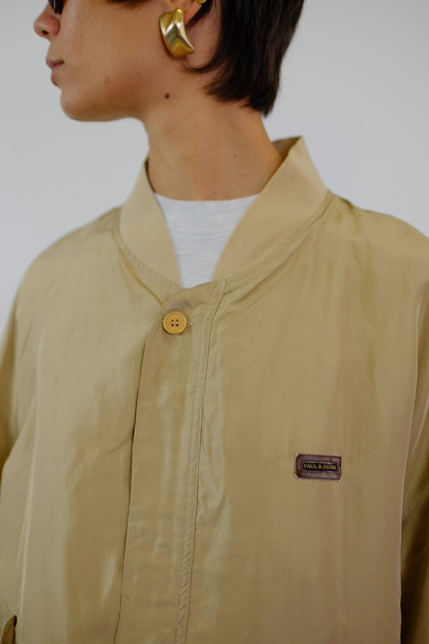 SILK BOMBER JACKET IN TAUPE