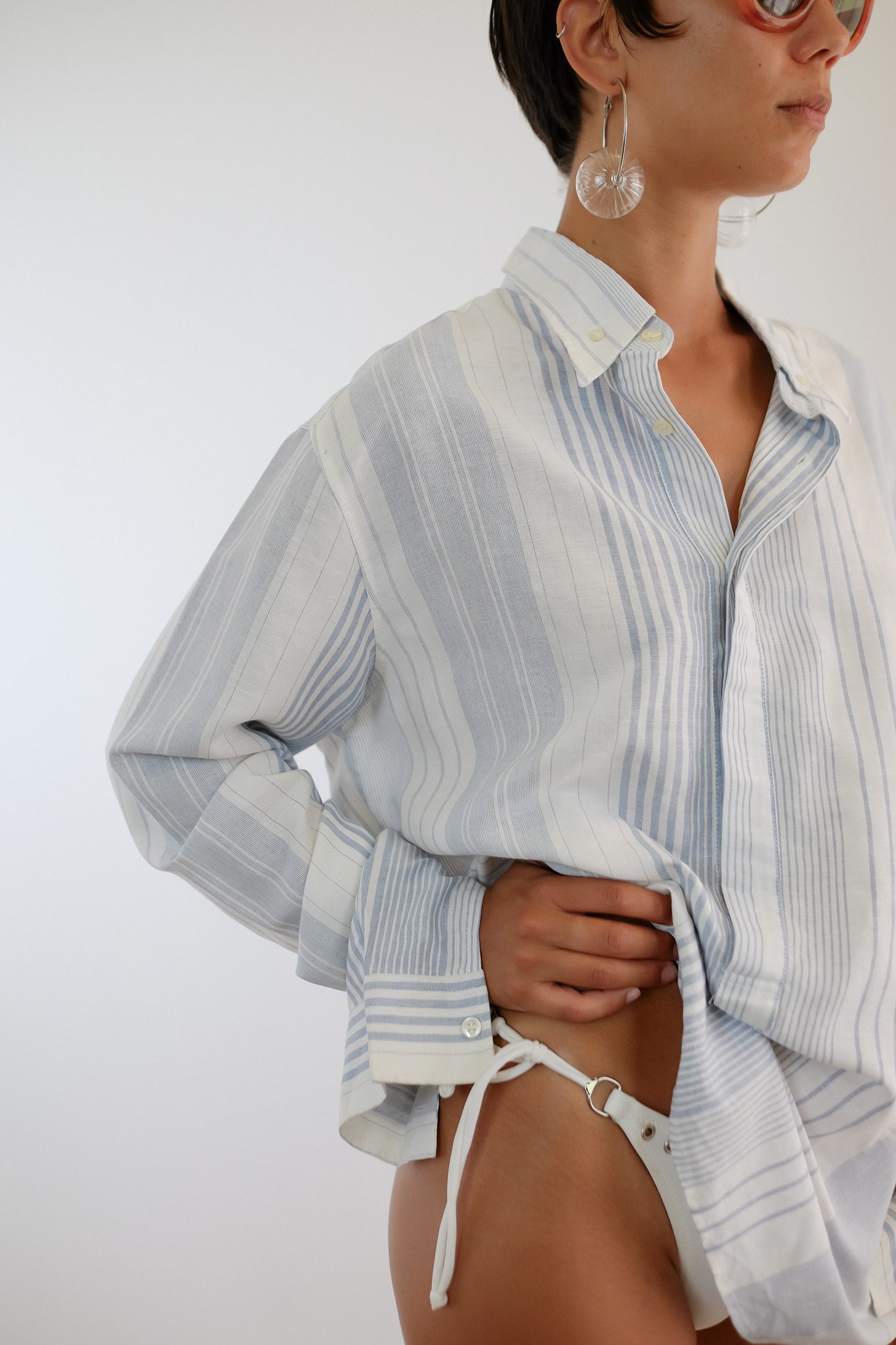 ARMANI JEANS STRIPED TUNIC SHIRT