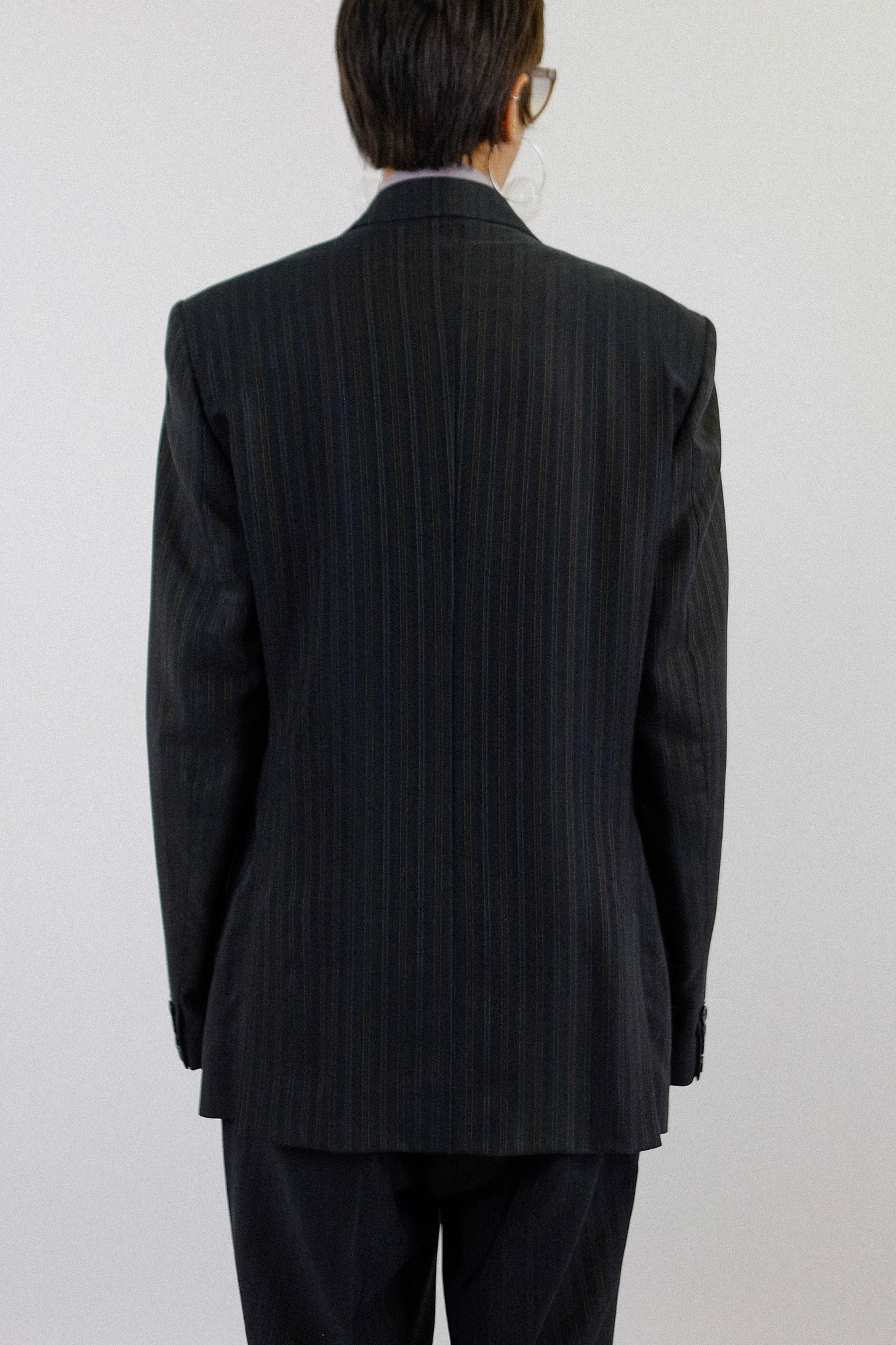 ROBERTO CAVALLI MENSWEAR PINSTRIPE SUIT IN DEEP GREY