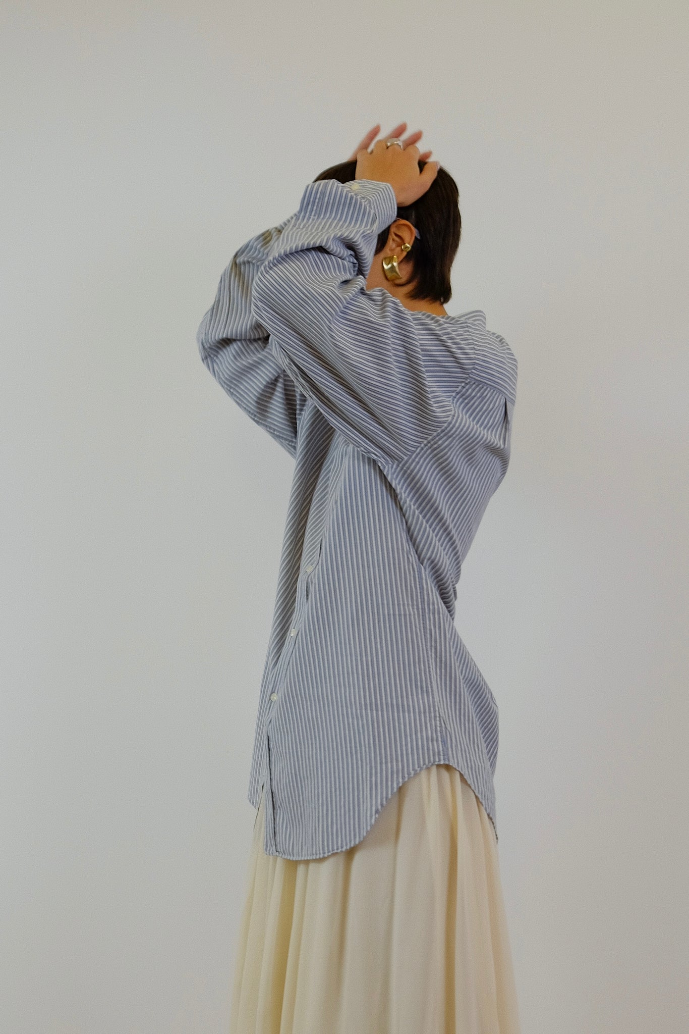 1980s GIORGIO ARMANI UOMO COLLEZIONI BLUE STRIP SHIRT