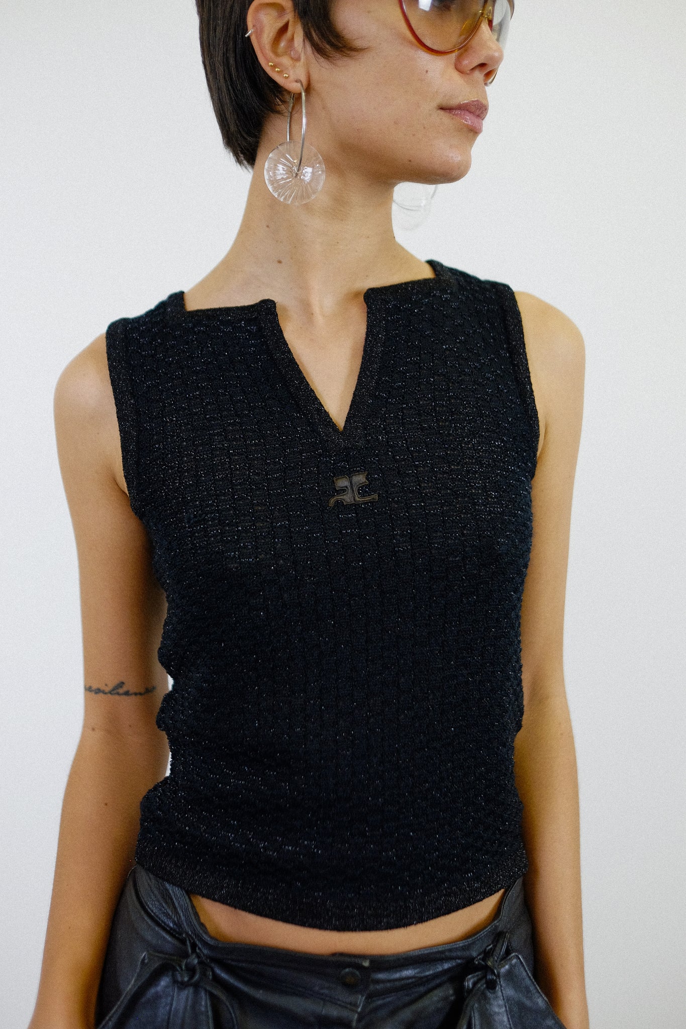 1960S ANDRÉ COURRÈGES PARIS LUREX KNIT IN IRIDESCENT BLACK