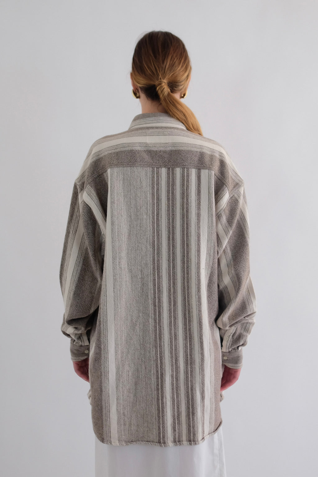 1990S ARMANI JEANS SHIRT IN LINEN STRIPE