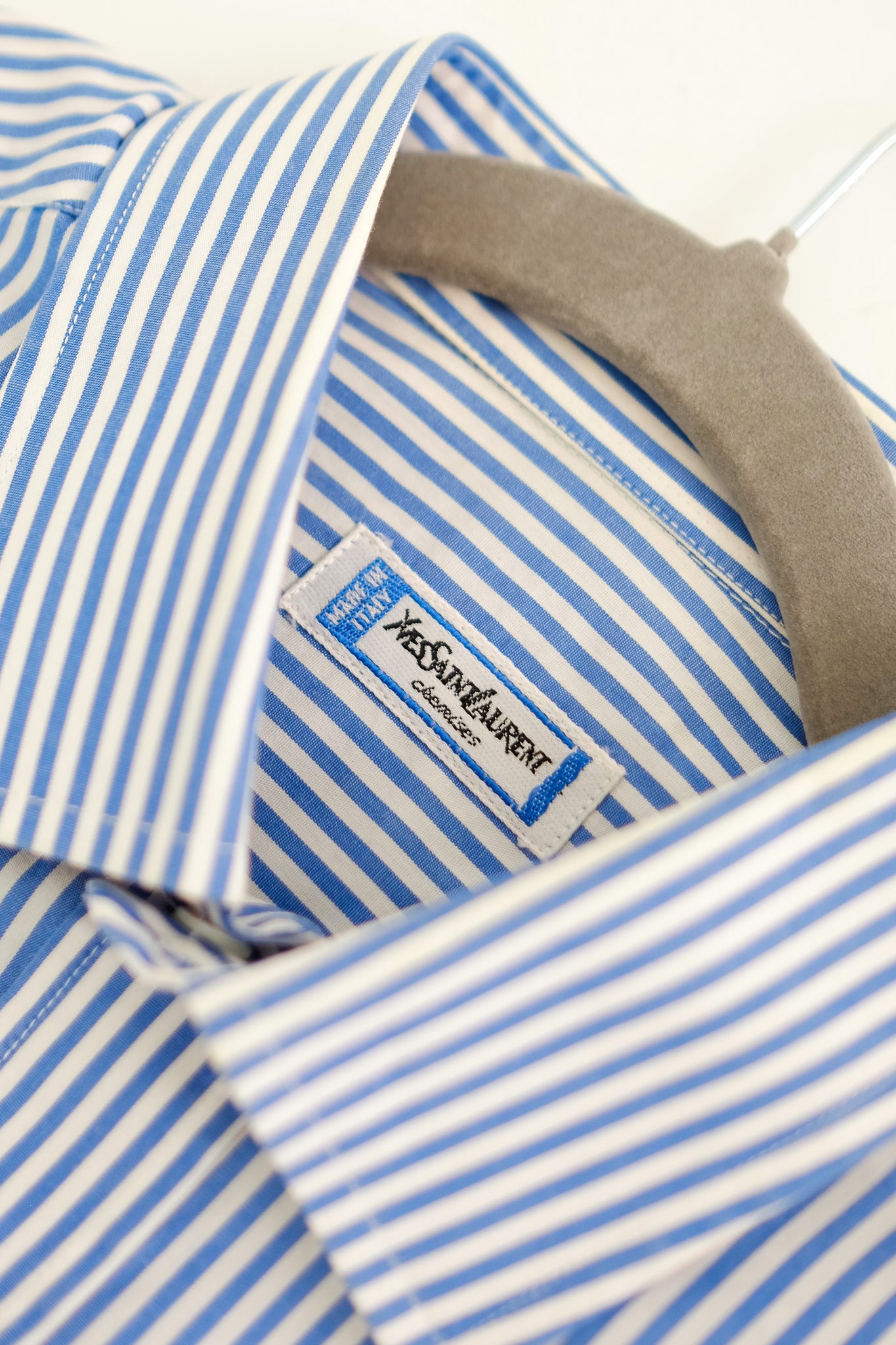 YVES SAINT LAURENT SHIRT IN BLUE STRIPE COTTON