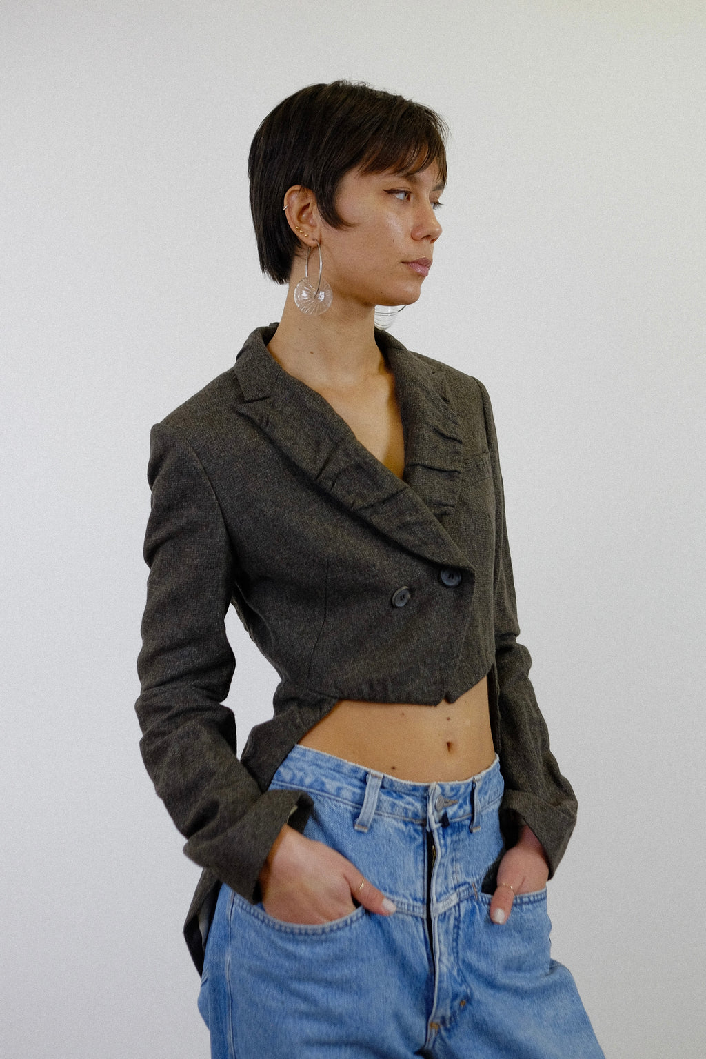 ALLSAINTS SPITALFIELDS FITTED TAILORED TAILCOAT IN LIGHT BROWN