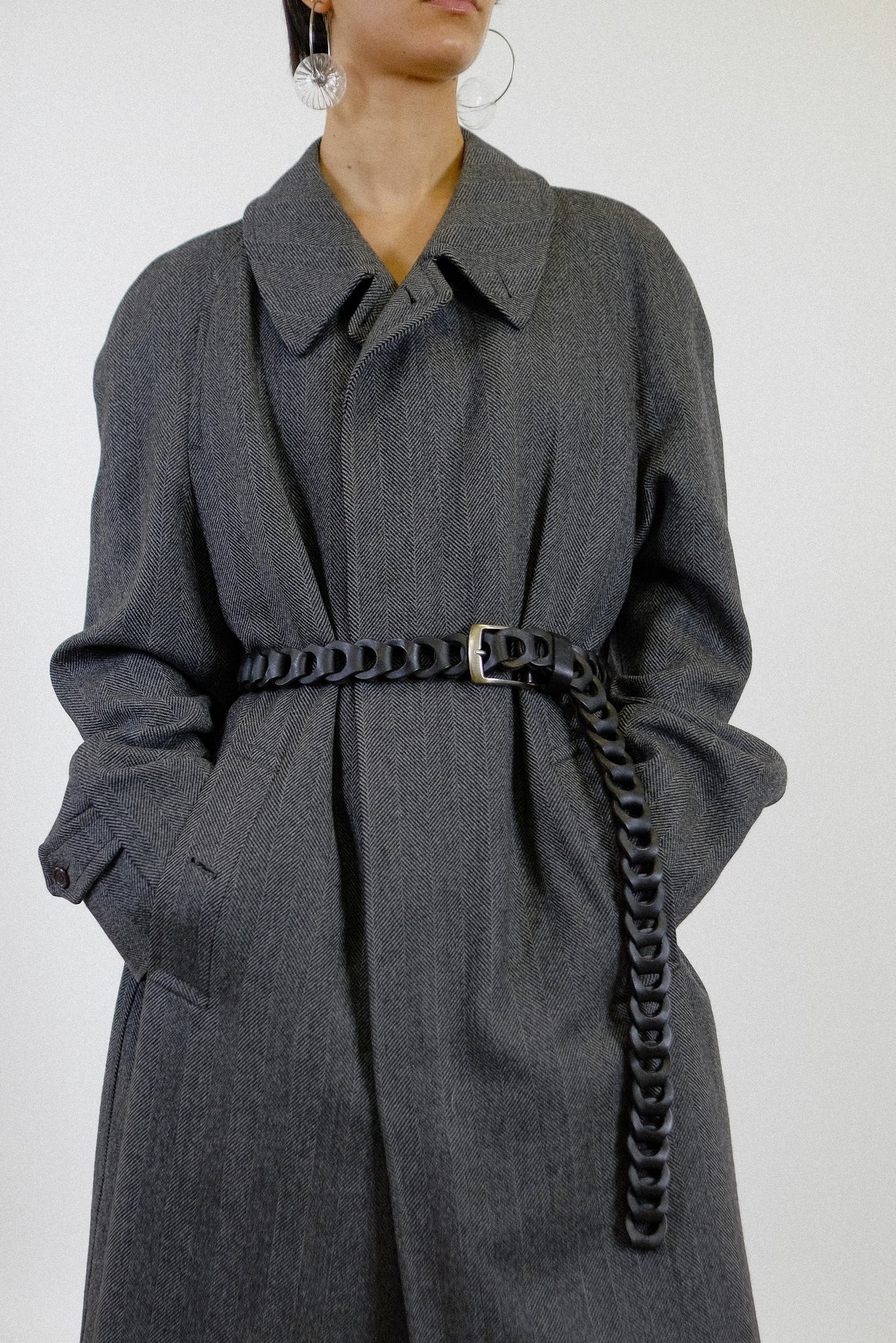 BURBERRY RAGLAN COAT IN HEREINGBONE GREY