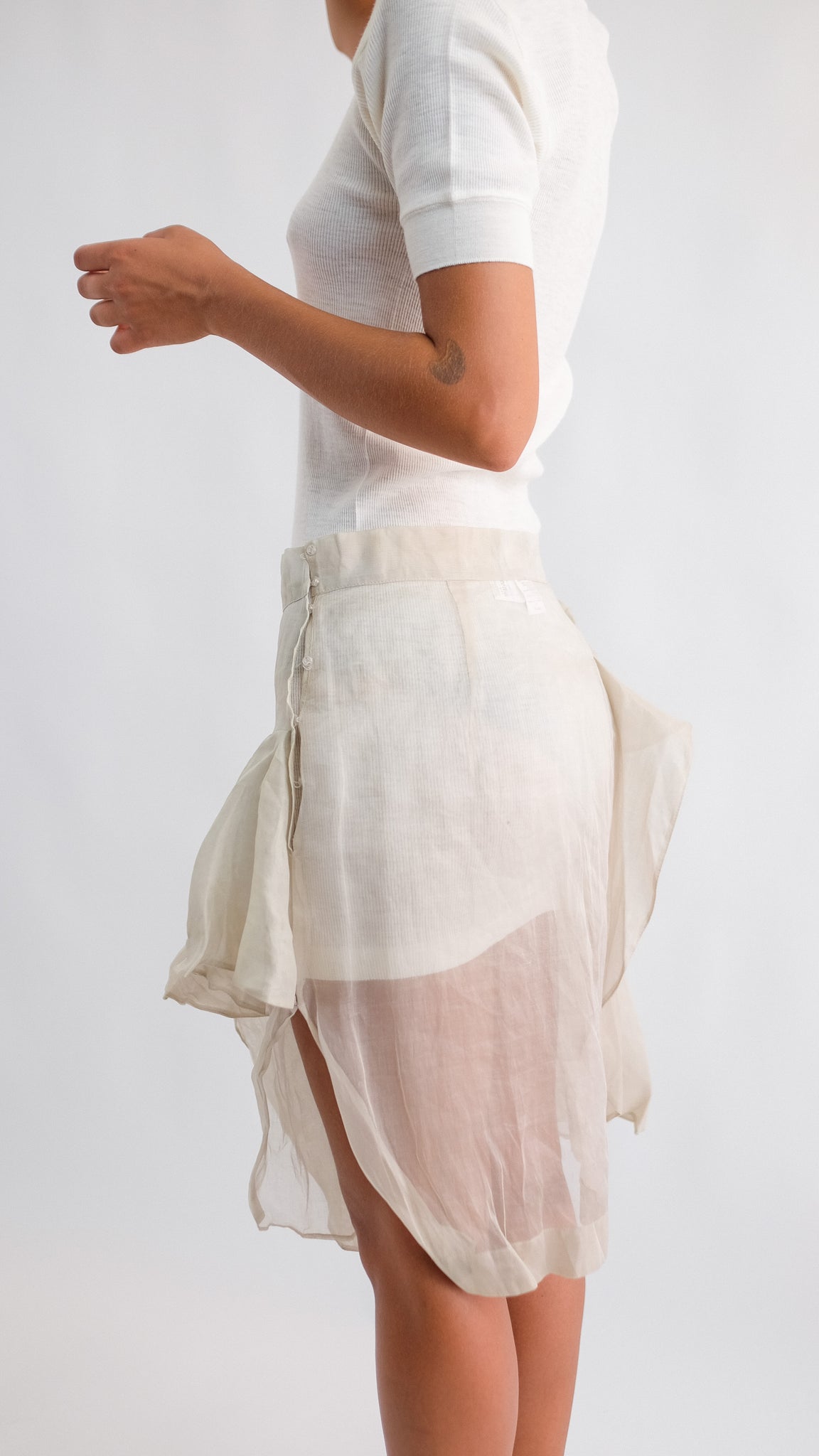 MAXMARA STRUCTURED ORGANZA SKIRT IN TAUPE