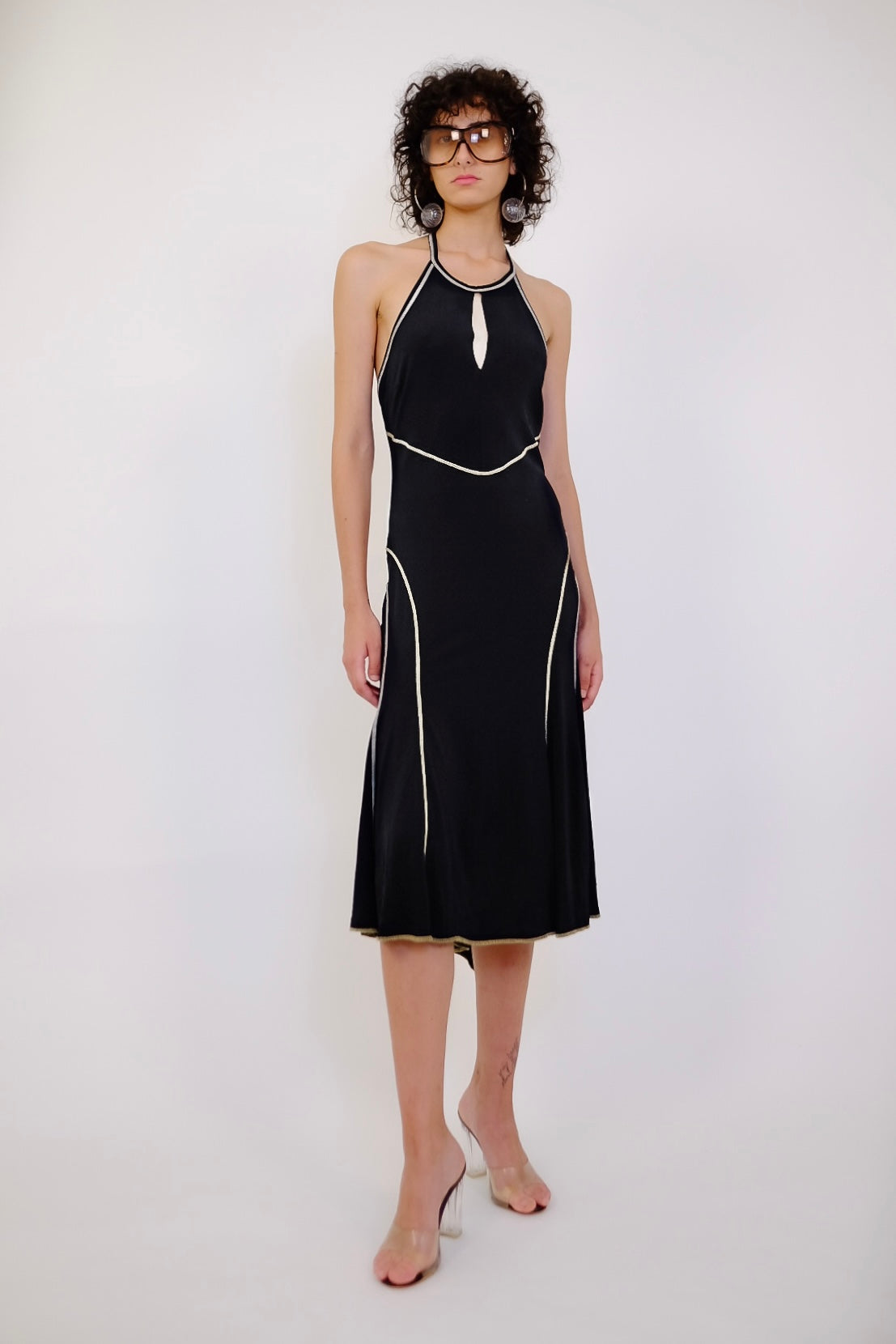 LIU JO OVERLOCK PANELLED HALTER DRESS