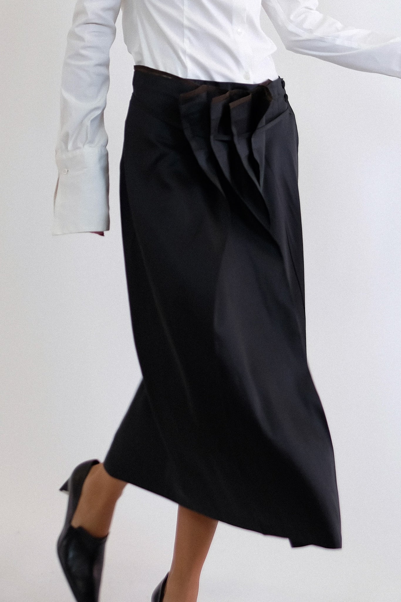 ARTISANAL RAW SILK WRAP SKIRT IN BLACK (ON HOLD)