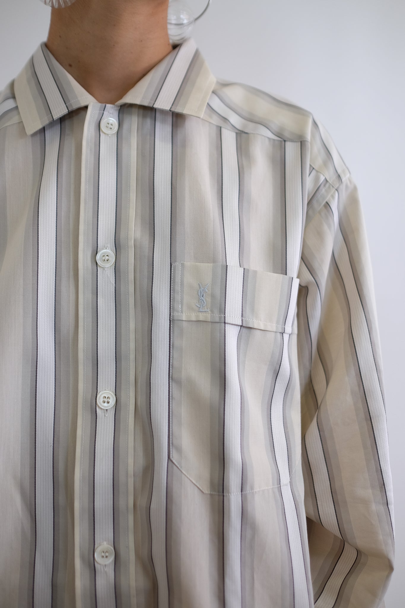 YVES SAINT LAURENT DEADSTOCK COTTON SET IN STRIPE