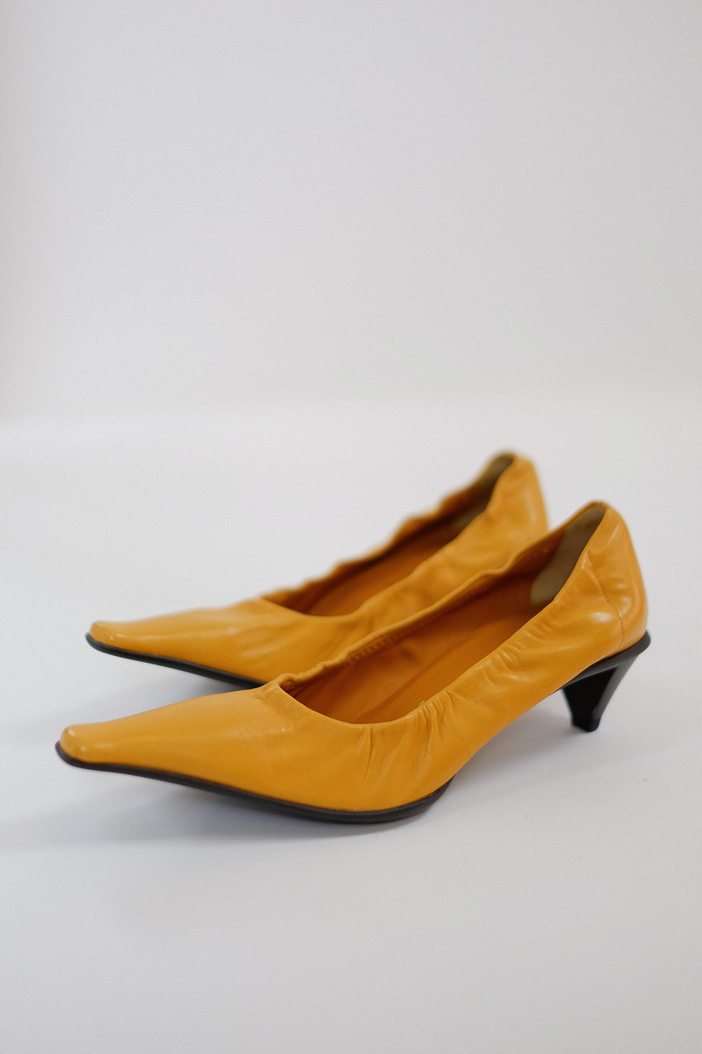 PRADA KITTEN HEELS IN GAMBOGE