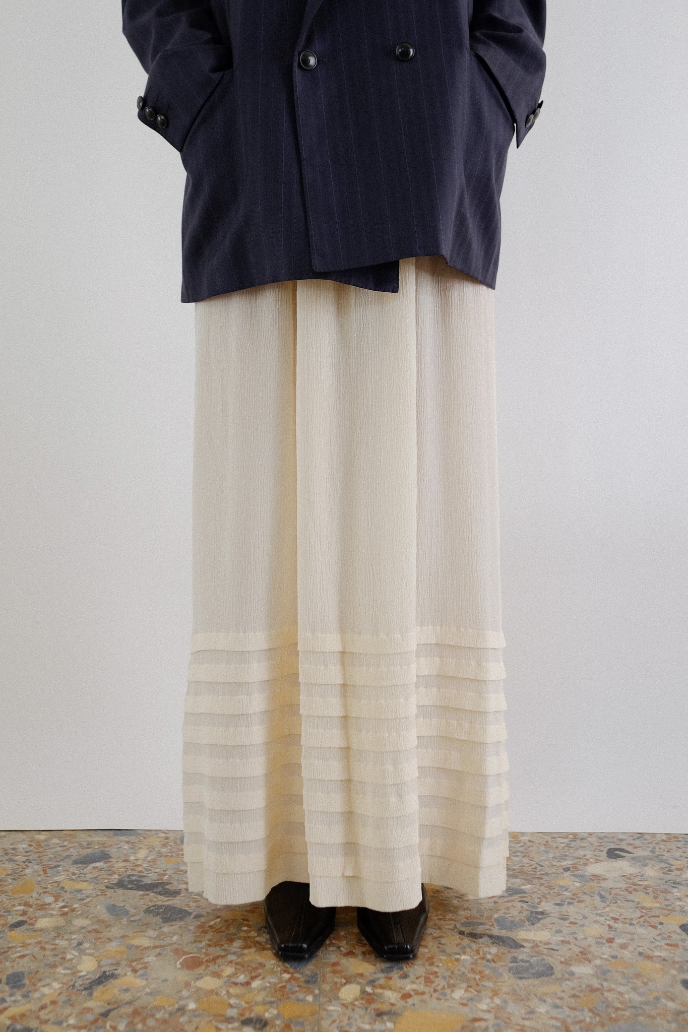 1970s VINTAGE SILK MAXI DRESS IN IVORY