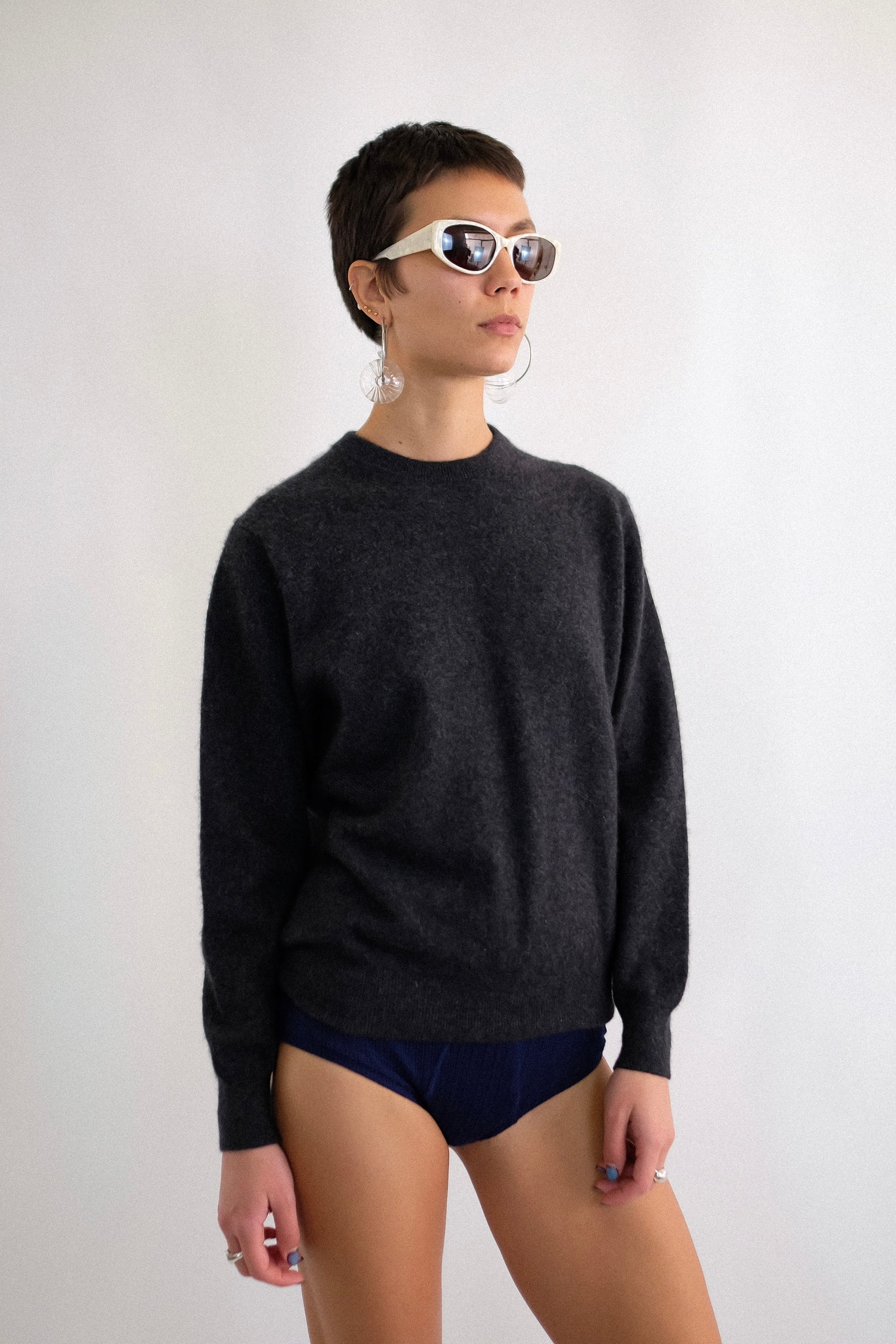 DUCA DI VALTORTA PURE CASHMERE SWEATER IN CHARCOAL GREY