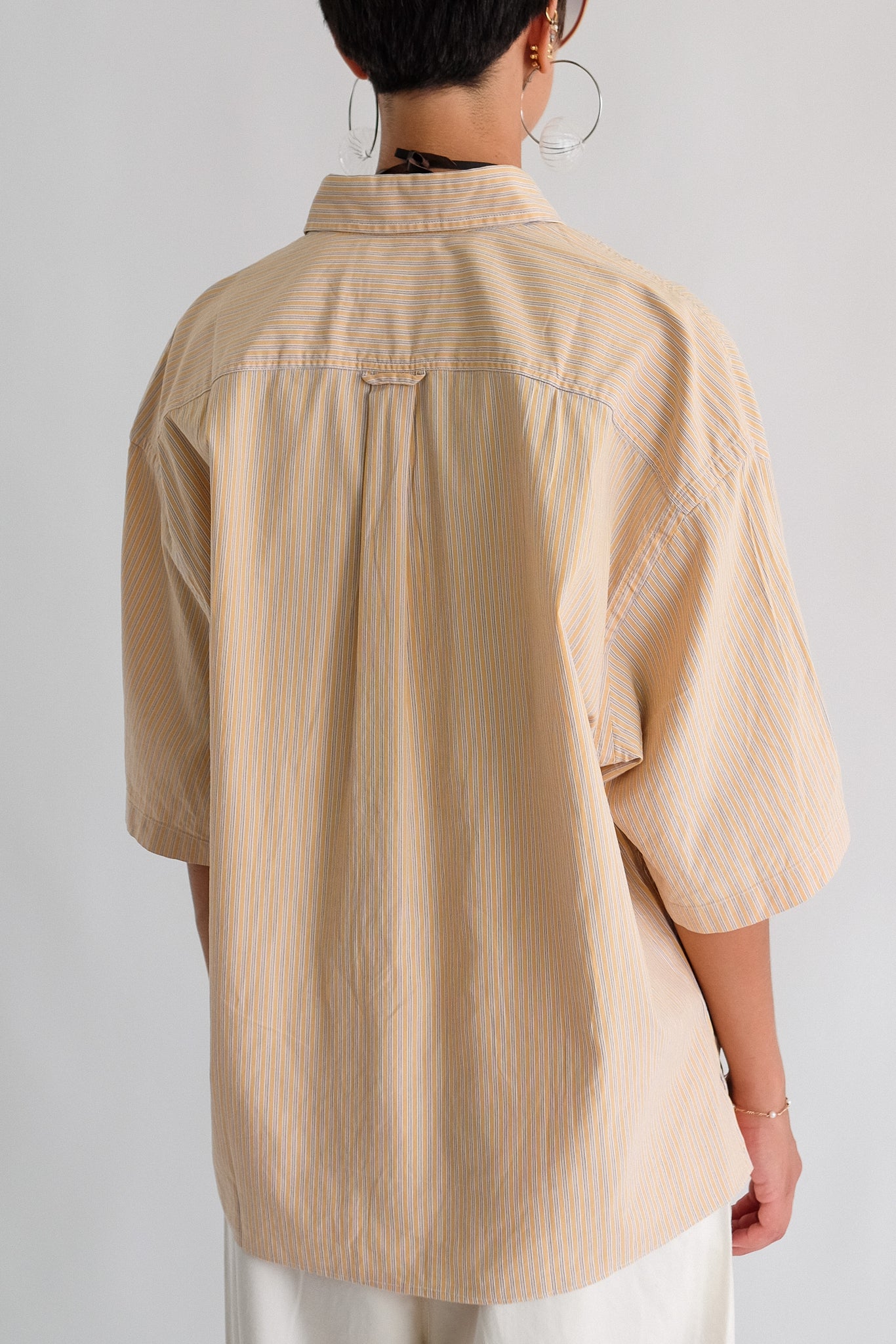 80S YVES SAINT LAURENT SHIRT IN SUNBURST COTTON STRIPE