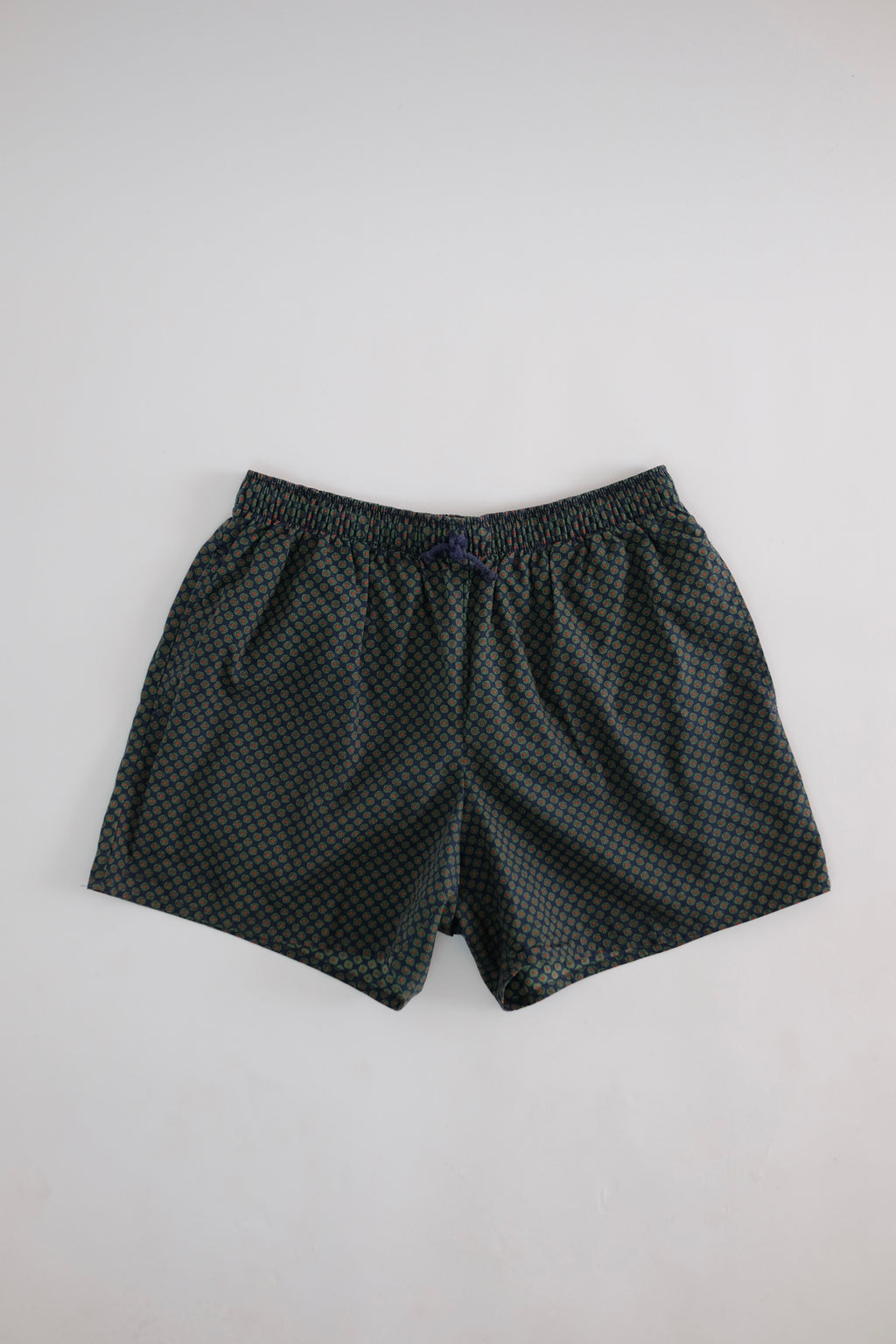 1980S FENDI UOMO COTTON SHORTS IN BLUE & GREEN MONOGRAM.