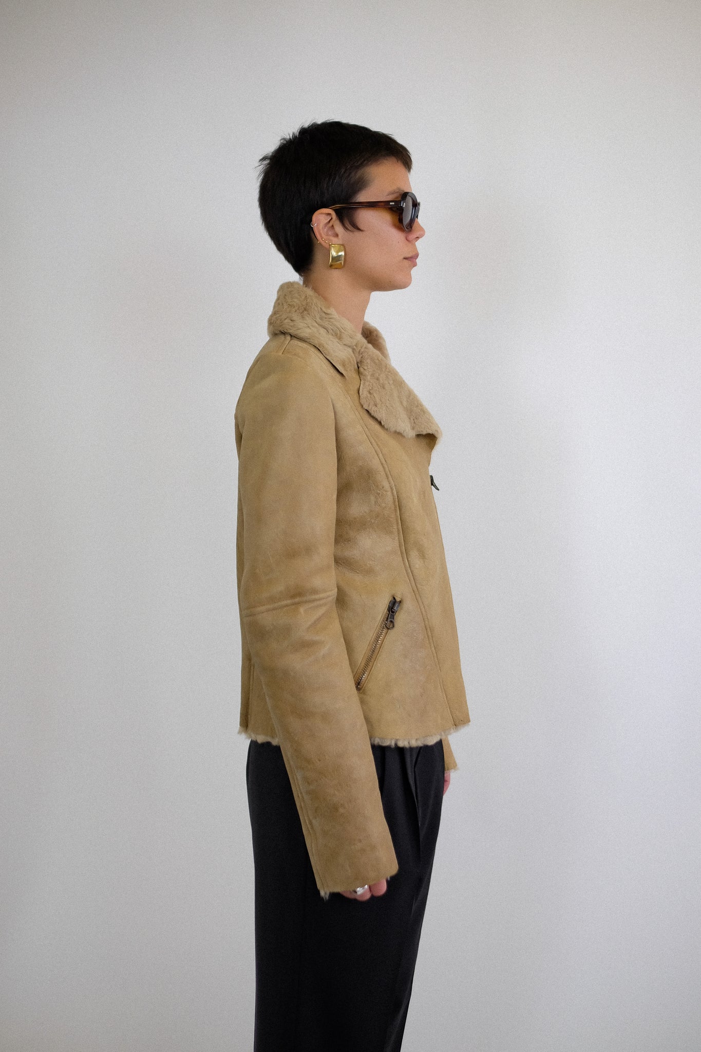 VINTAGE LEATHER JACKET IN NEUTRAL