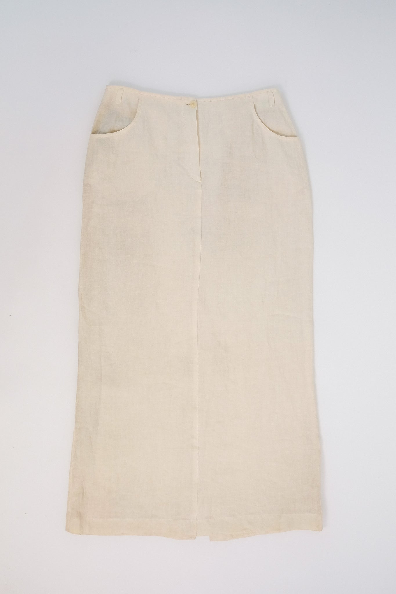 ANGELO STORE VINTAGE DEADSTOCK LINEN MAXI SKIRT IN PANNA