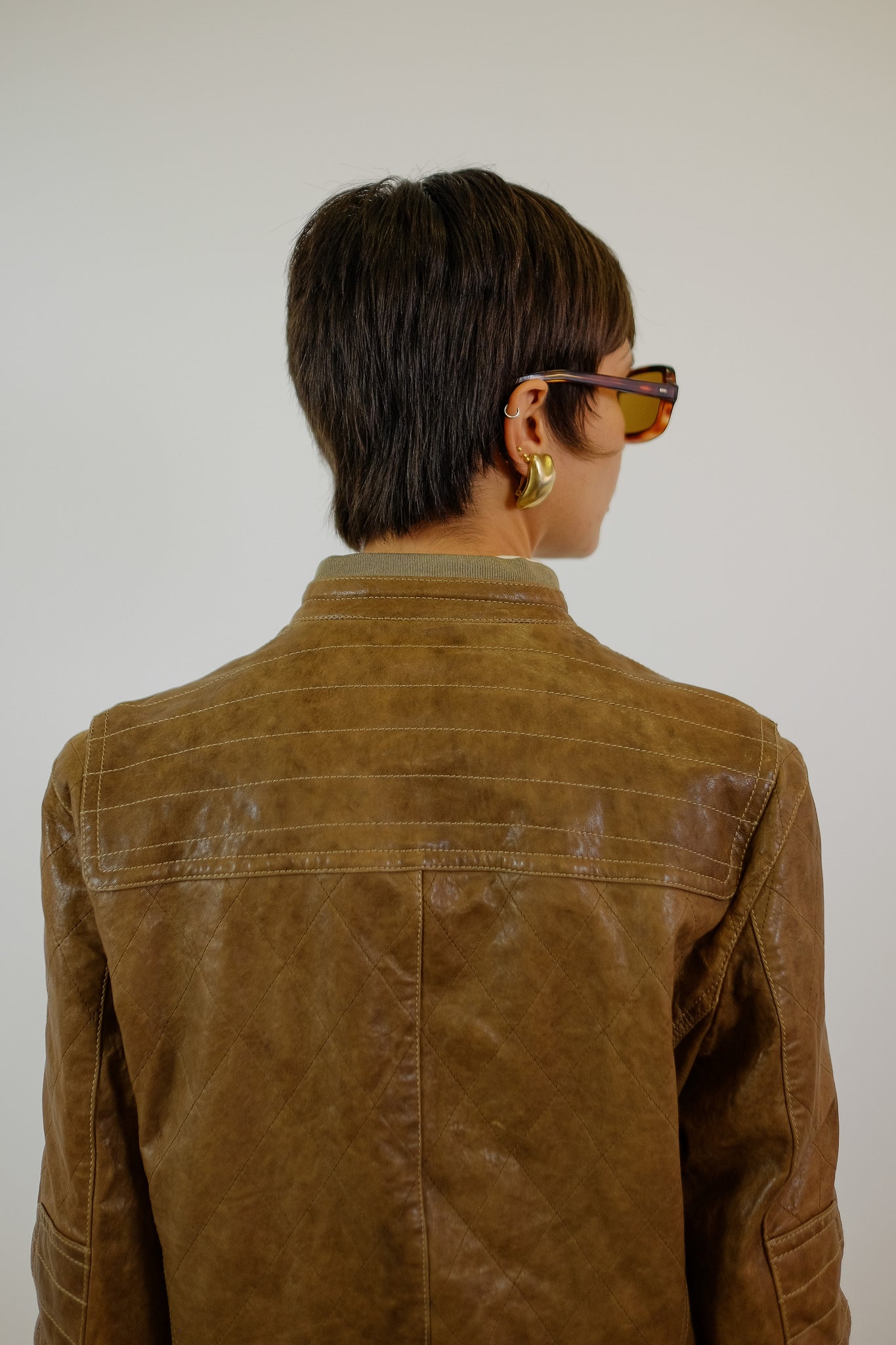 NEIL BARRETT LEATHER JACKET IN BROWN