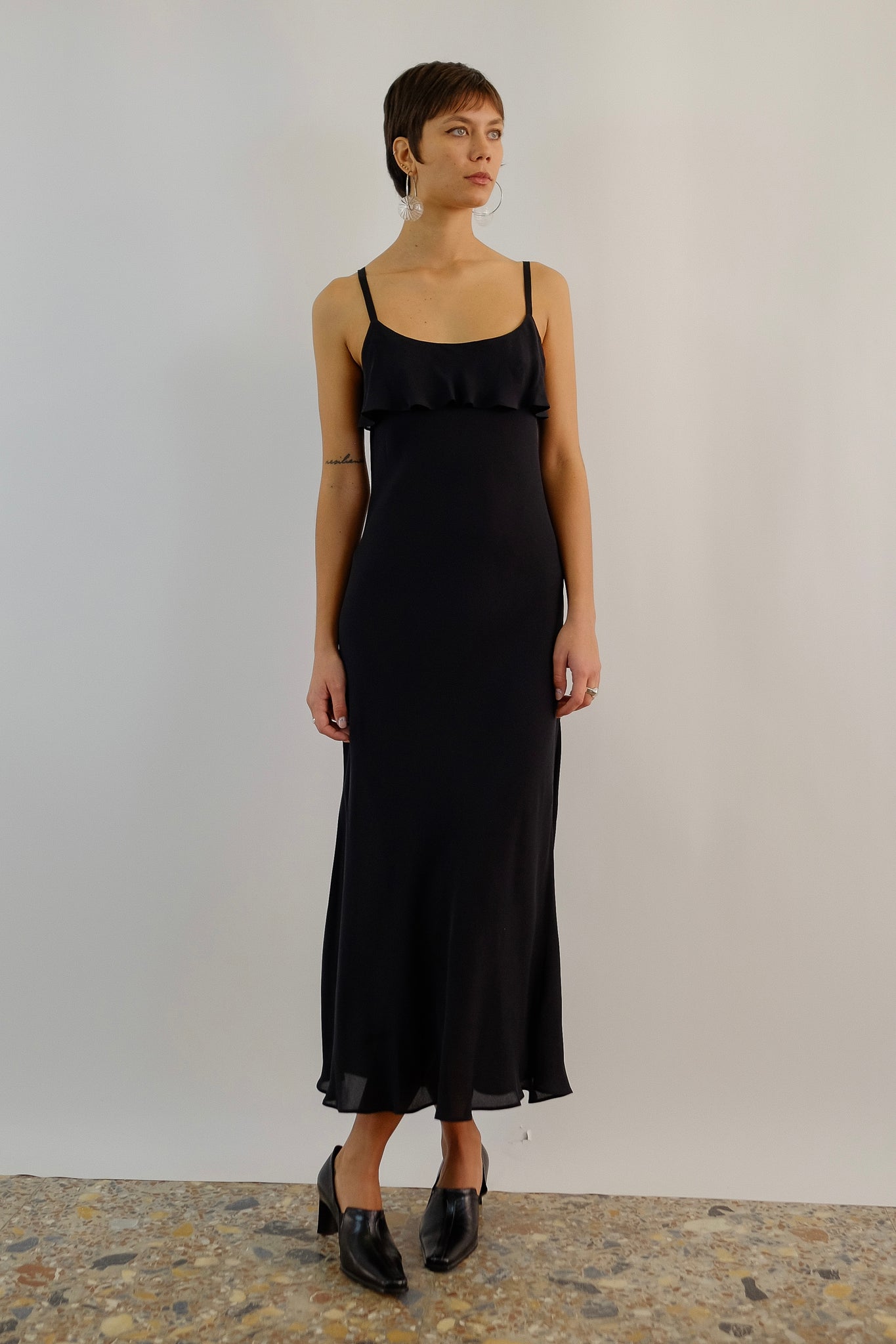 BLUNAUTA BIAS CUT SILK DRESS IN BLACK