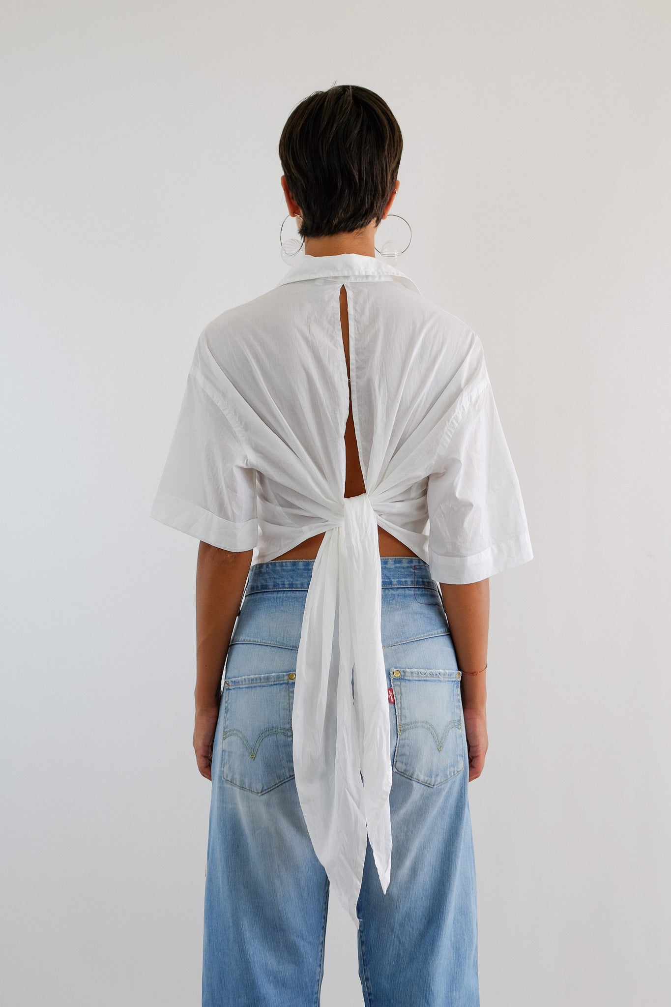 ROMEO GIGLI WRAP SHIRT IN WHITE COTTON VOILE