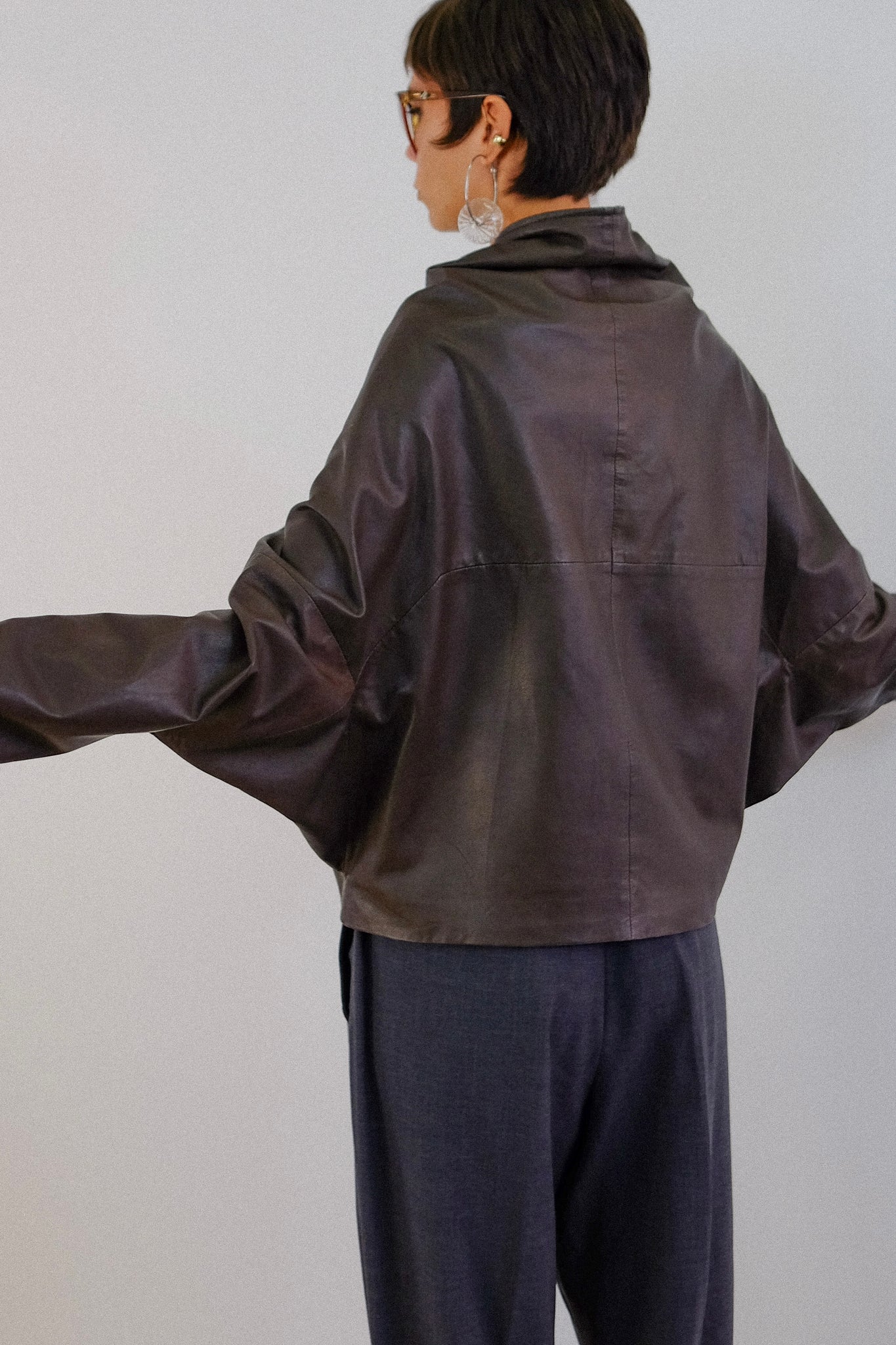 AMEN FULL ZIP LEATHER JACKET IN DEEP BROWN