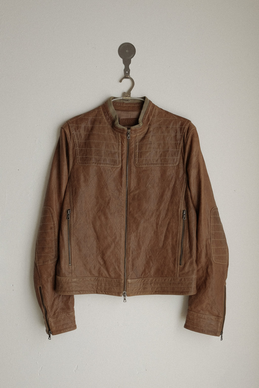 NEIL BARRETT LEATHER JACKET IN BROWN