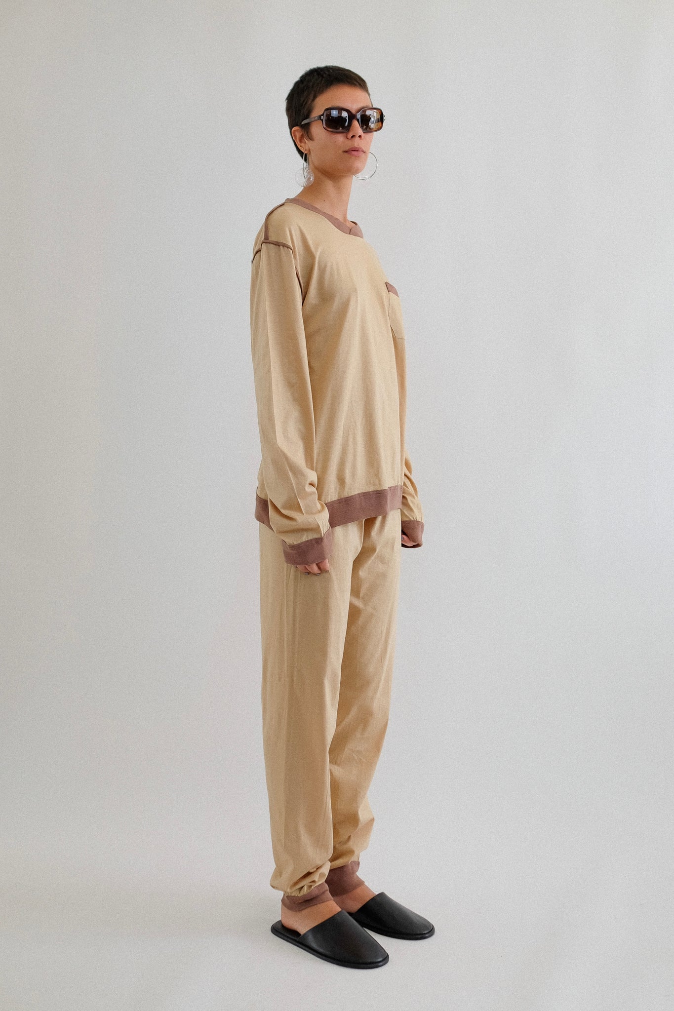 1970S DEADSTOCK ITALIAN PYJAMA SET IN BEIGE