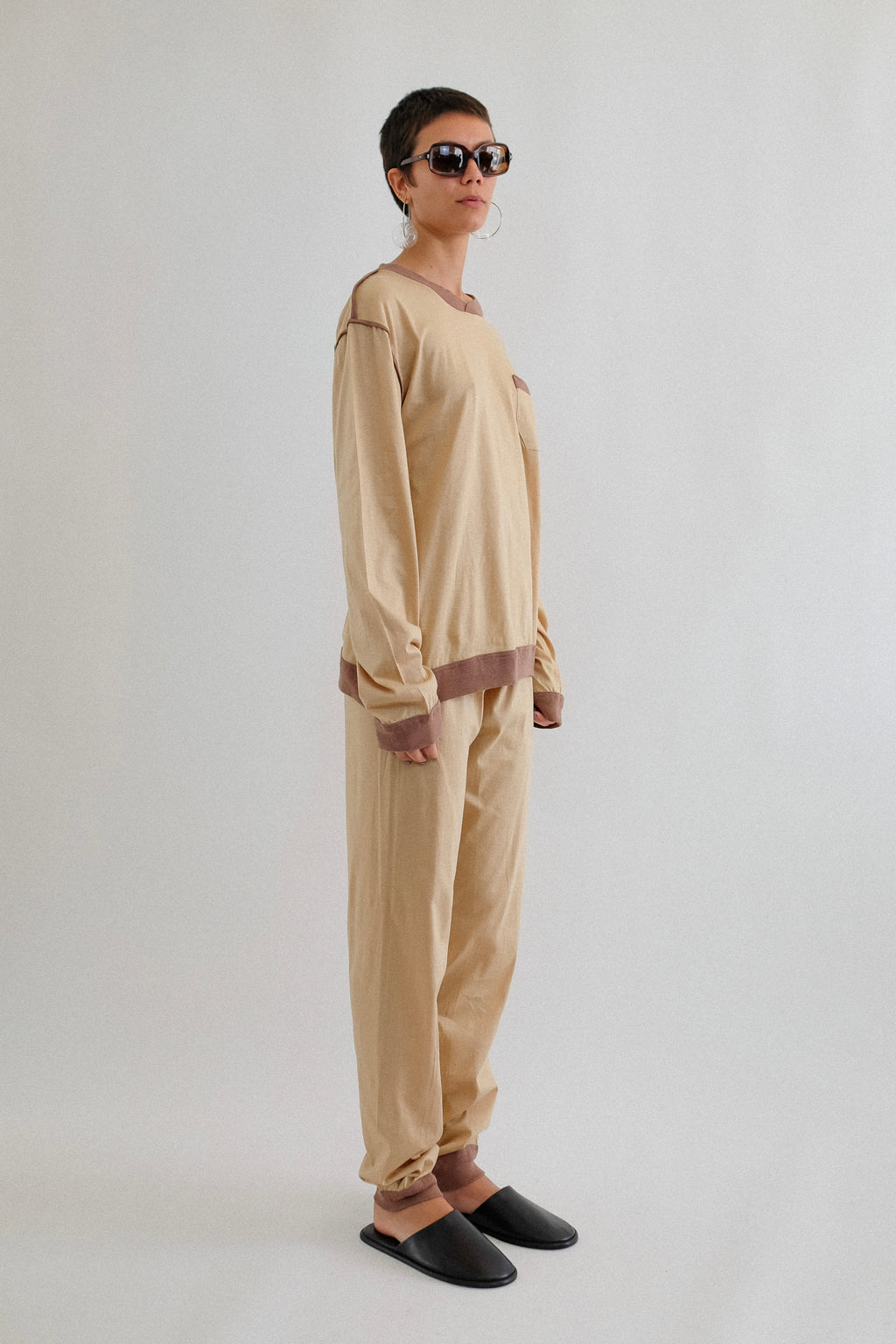 1970S DEADSTOCK ITALIAN PYJAMA SET IN BEIGE