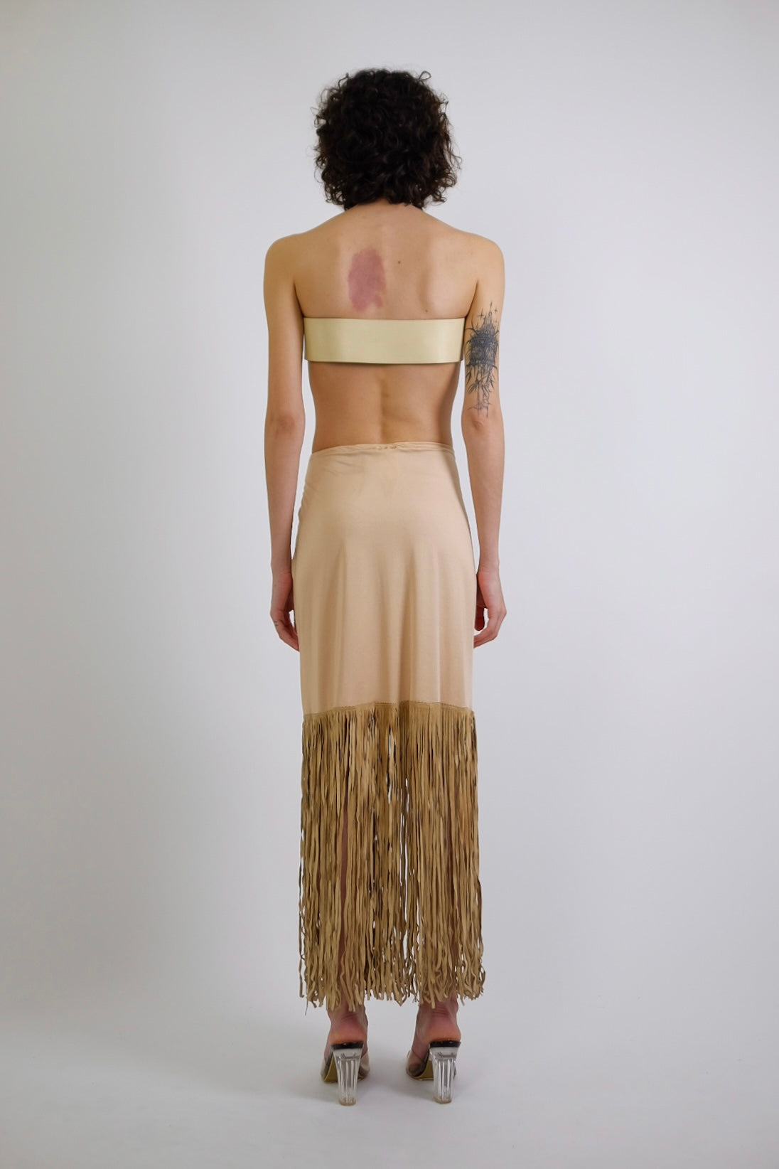 PLEIN SUD LEATHER FRINGE SKIRT