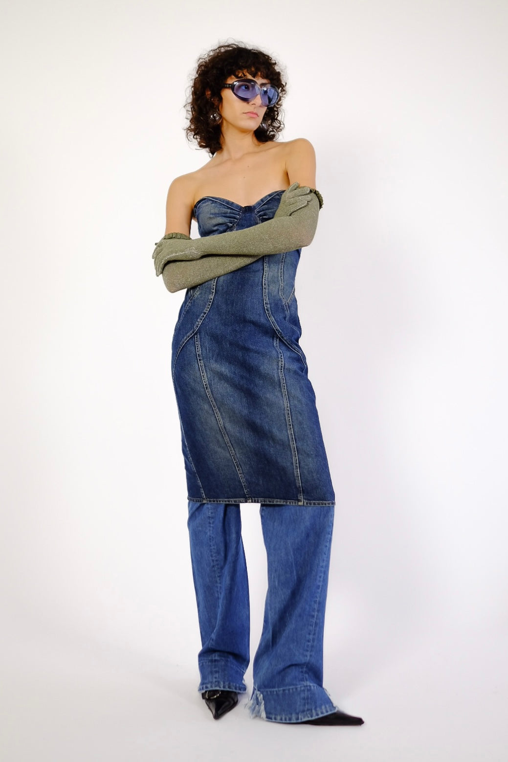 D&G PANELLED DENIM DRESS