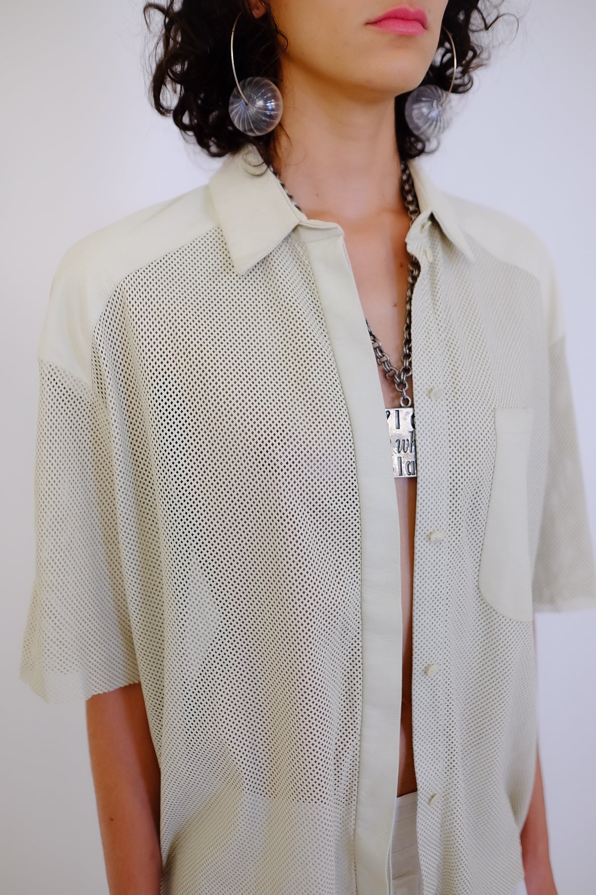 DROME PERFORATED LEATHER SHIRT