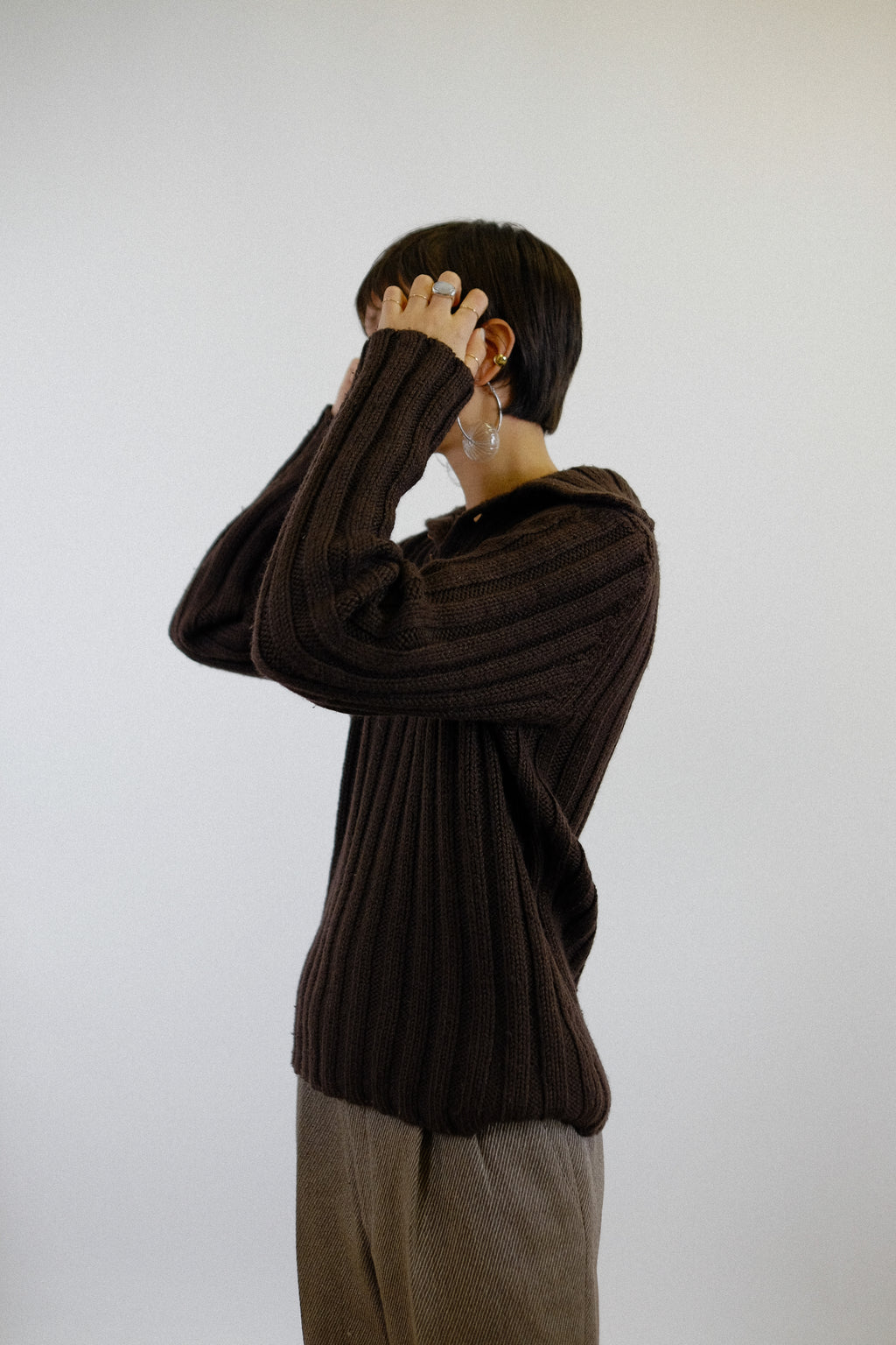 DOLCE & GABBANA CHUNKY RIBBED KNIT JUMPER IN CHOCOLATE BROWN