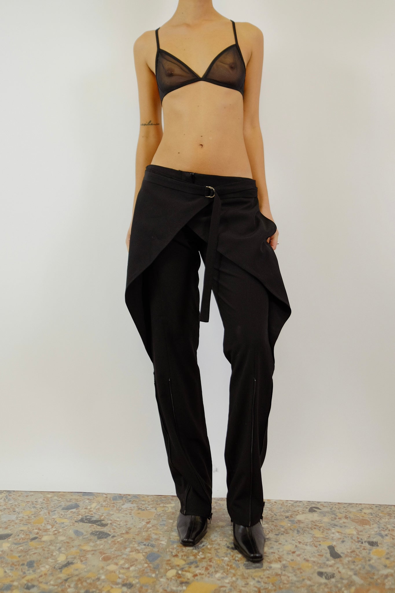 GERMANO ZAMA TECHNICAL WRAP-ZIP PANTS IN BLACK