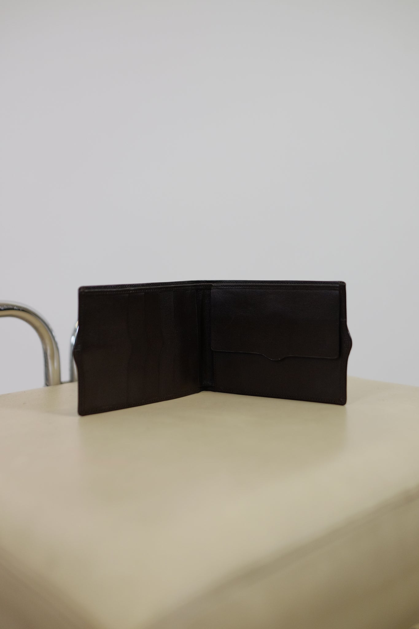 NAZARENO GABRIELLI DEADSTOCK LEATHER WALLET IN CHOCOLATE BROWN