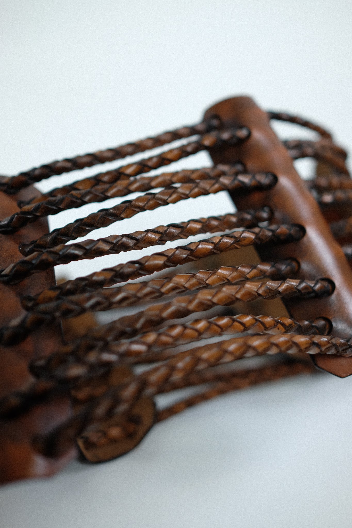 ARTISANAL HAND CRAFTED MAXI WOVEN LEATHER BELT IN BROWN