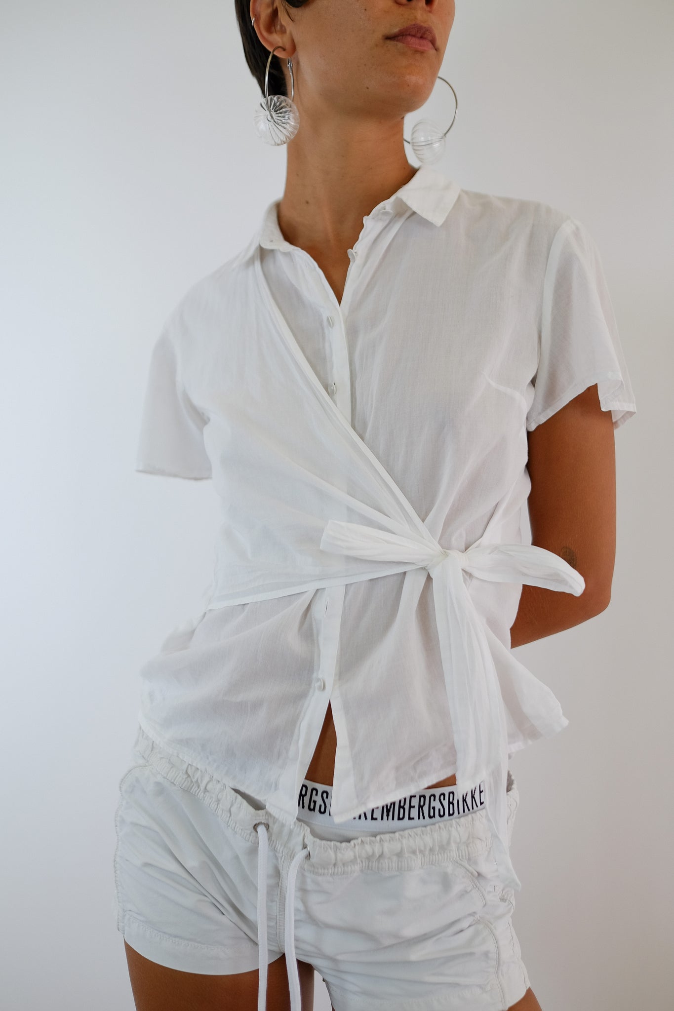 SISLEY TIE SHIRT IN WHITE COTTON VOILE