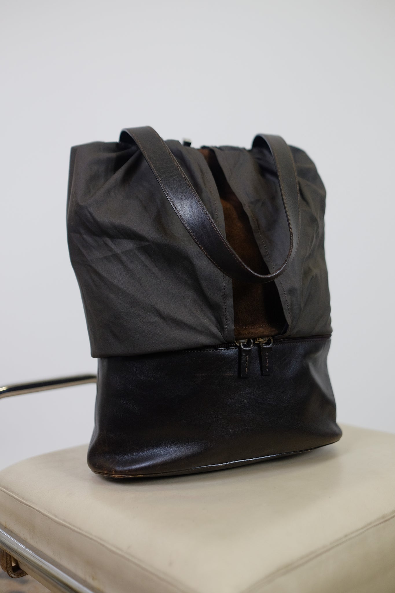 MAX MARA SUEDE BUCKET SHOULDER BAG IN CHOCOLATE BROWN