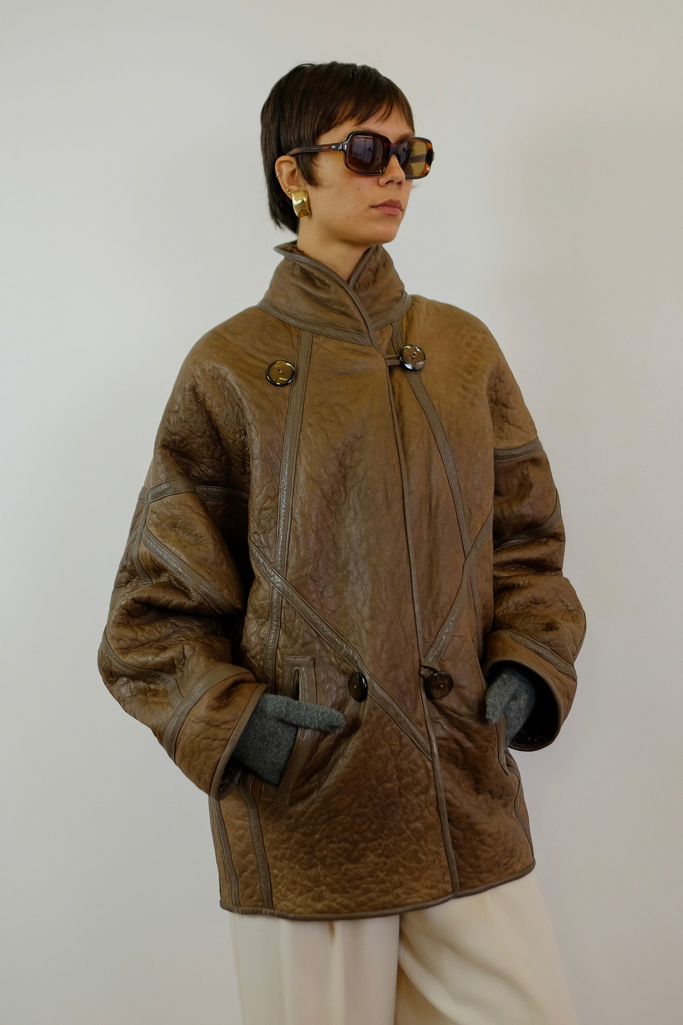 REVERSIBLE 2in1 SHEARLING JACKET IN BROWN