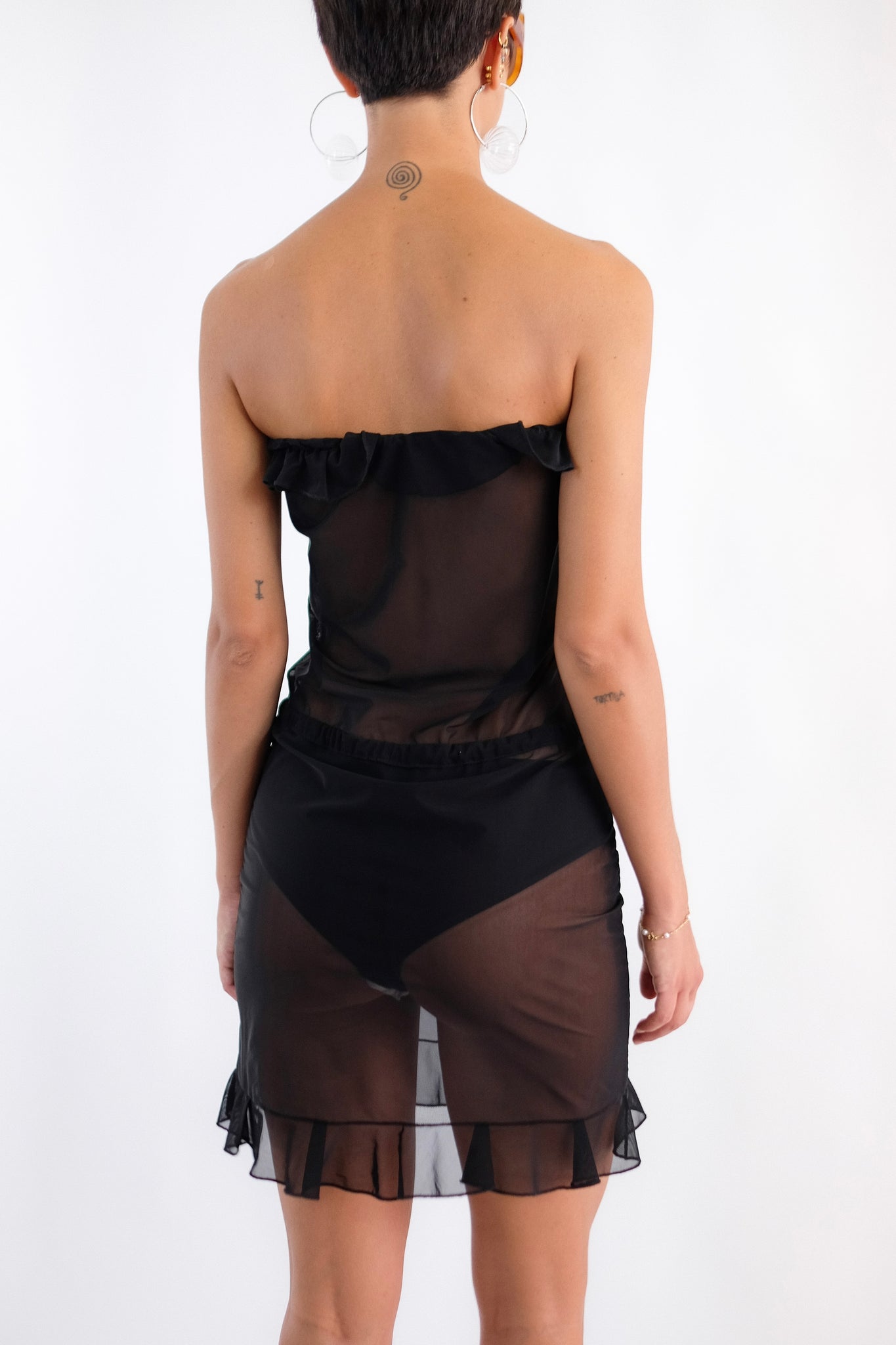 WALTER BORRIELLO MINI SHEER DRESS IN BLACK