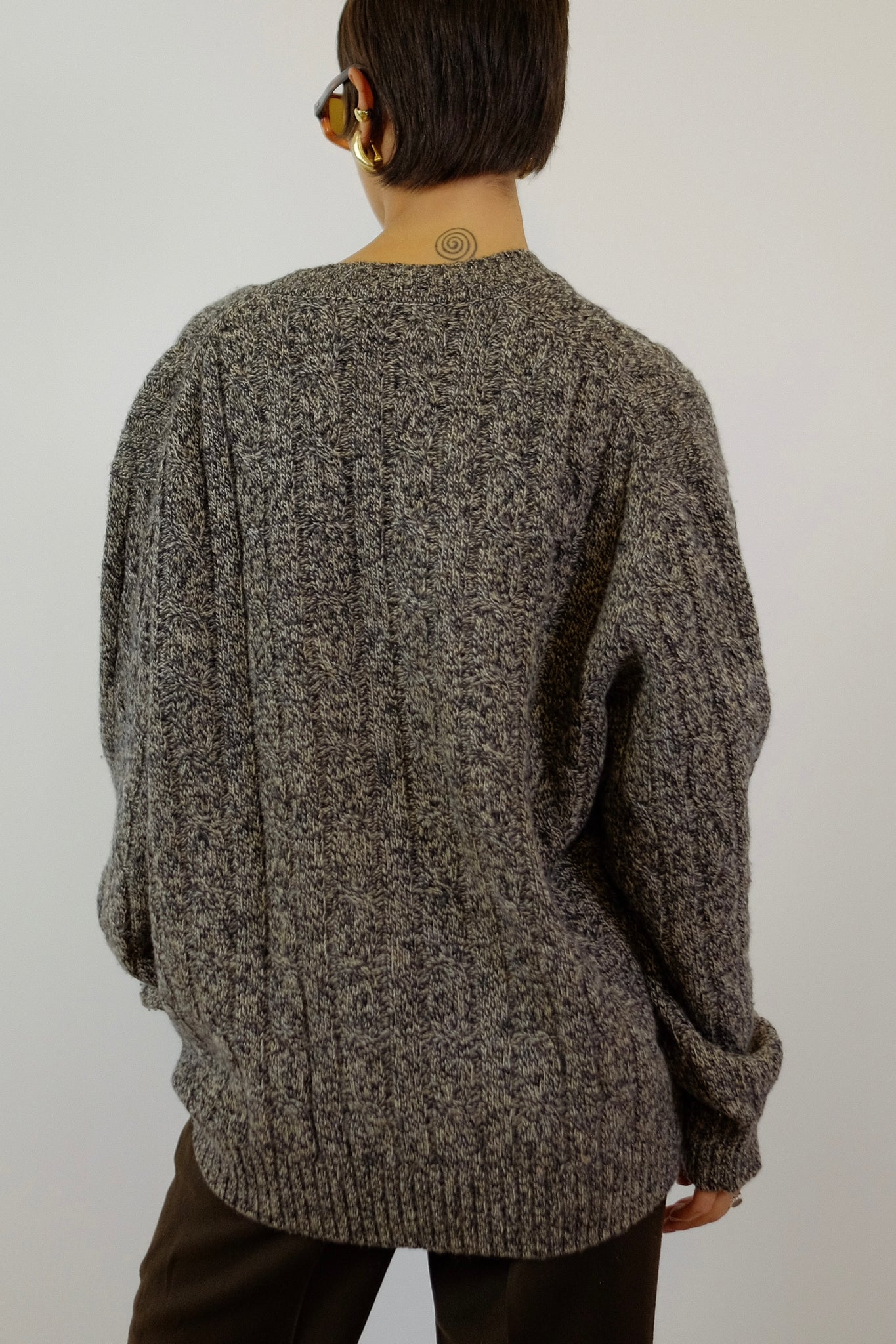 TRUSSARDI MELANGE CABLE KNIT IN