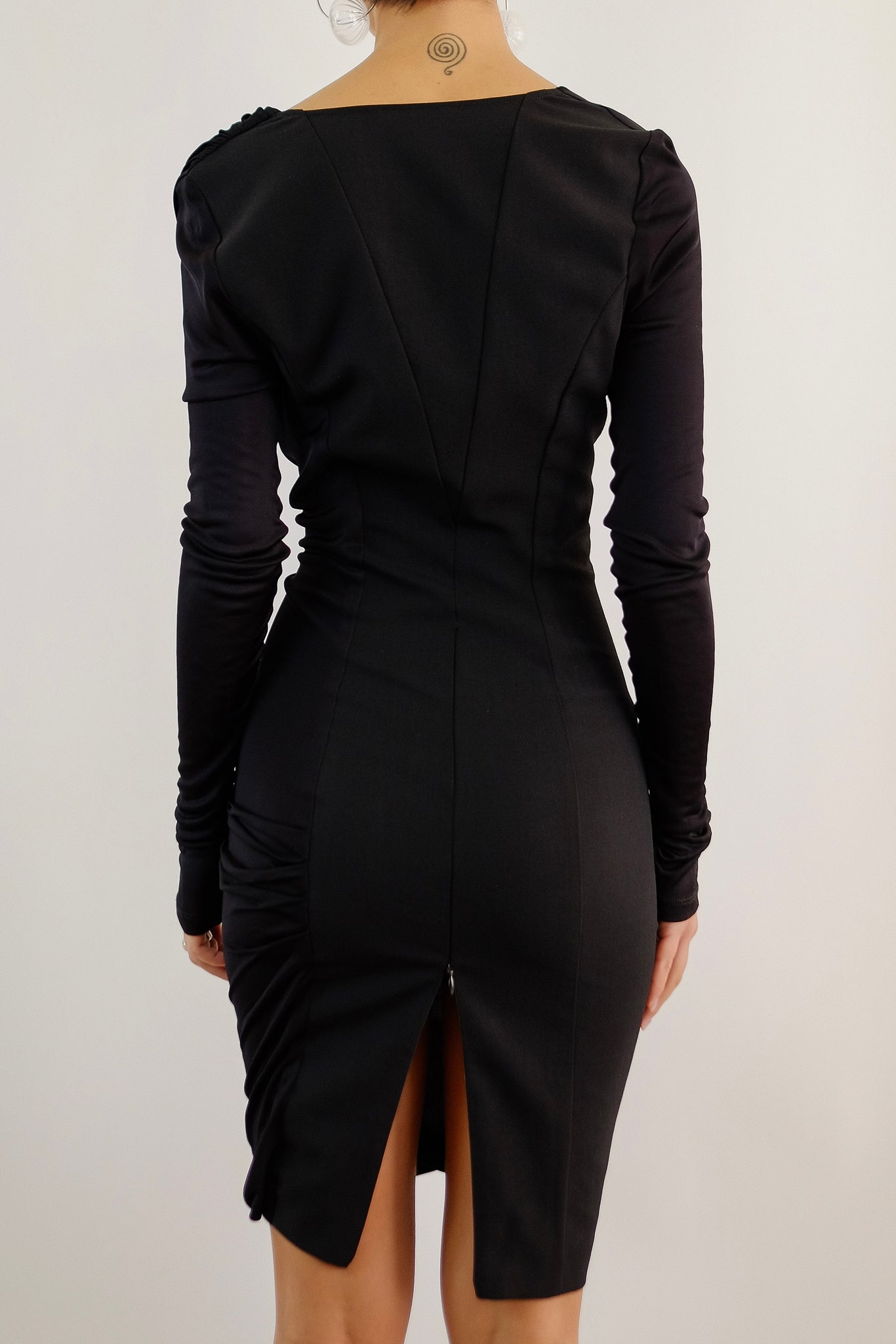 PATRIZIA PEPE COWL NECK MINI DRESS IN BLACK