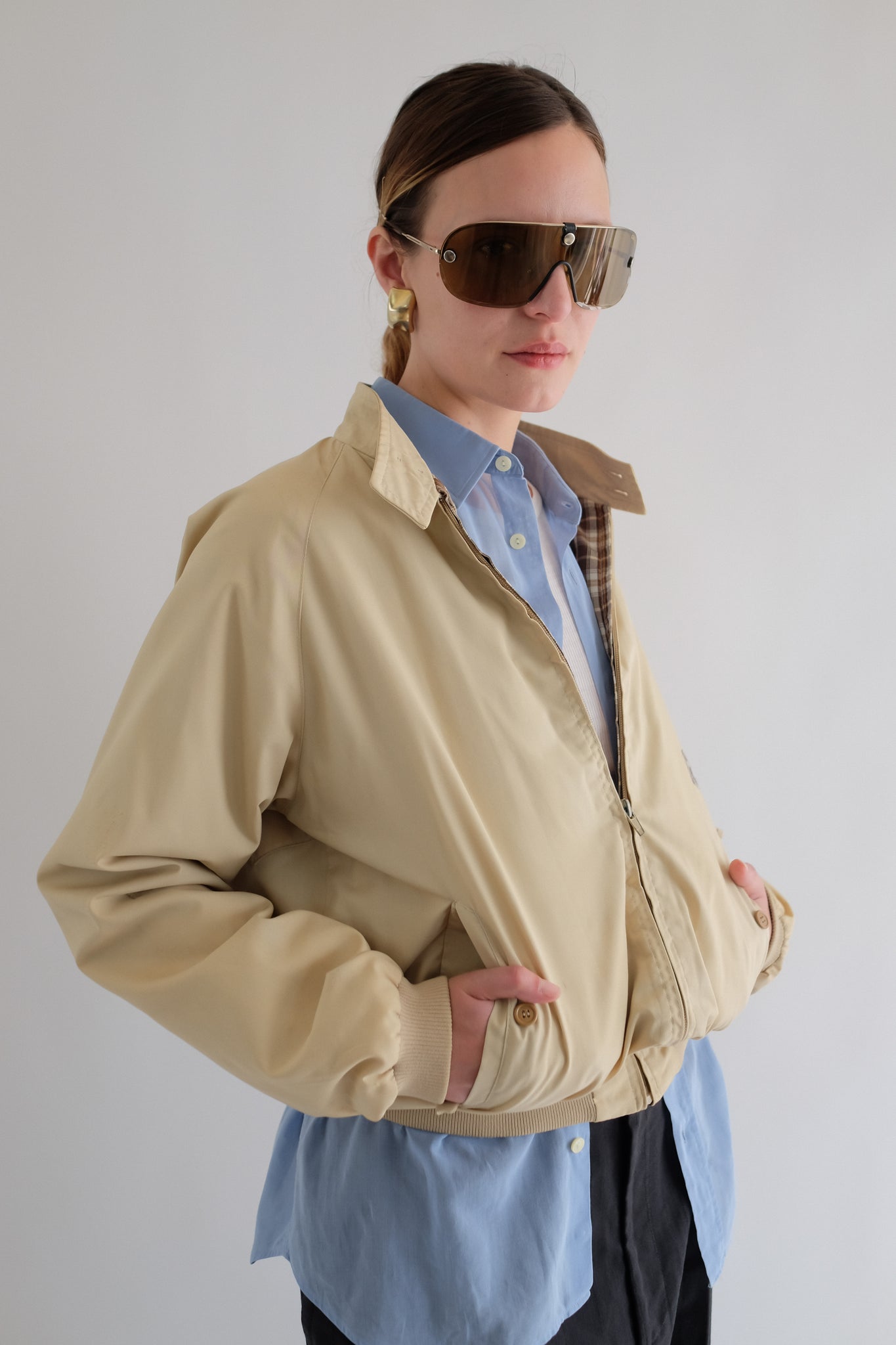 1980S CARRERA UOMO NUMBER BOMBER JACKET IN BEIGE