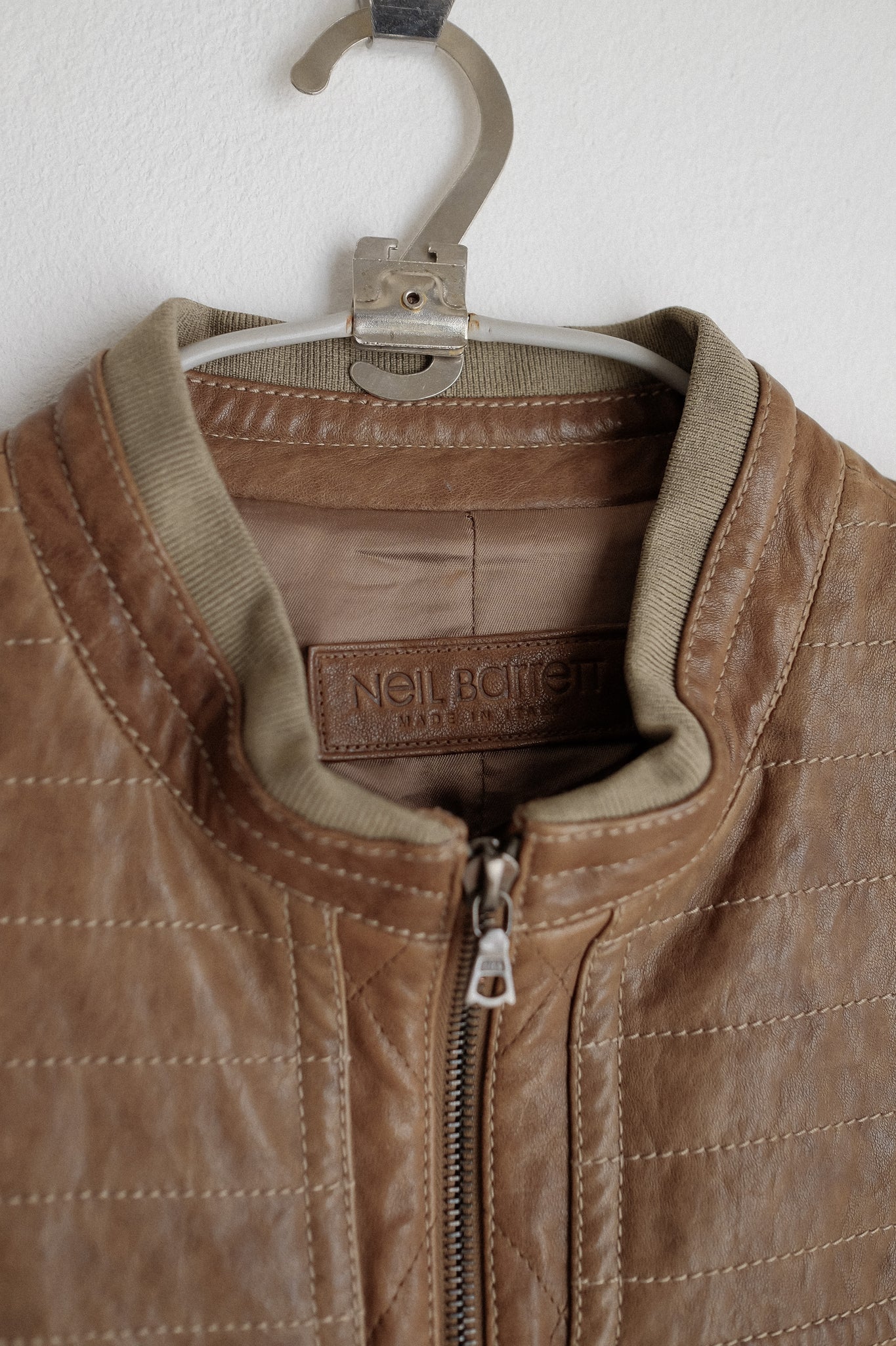 NEIL BARRETT LEATHER JACKET IN BROWN