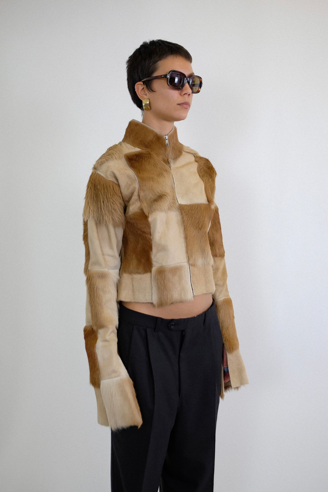 FENDI FALL 1999 PATCHWORK FUR JACKET IN NATURAL