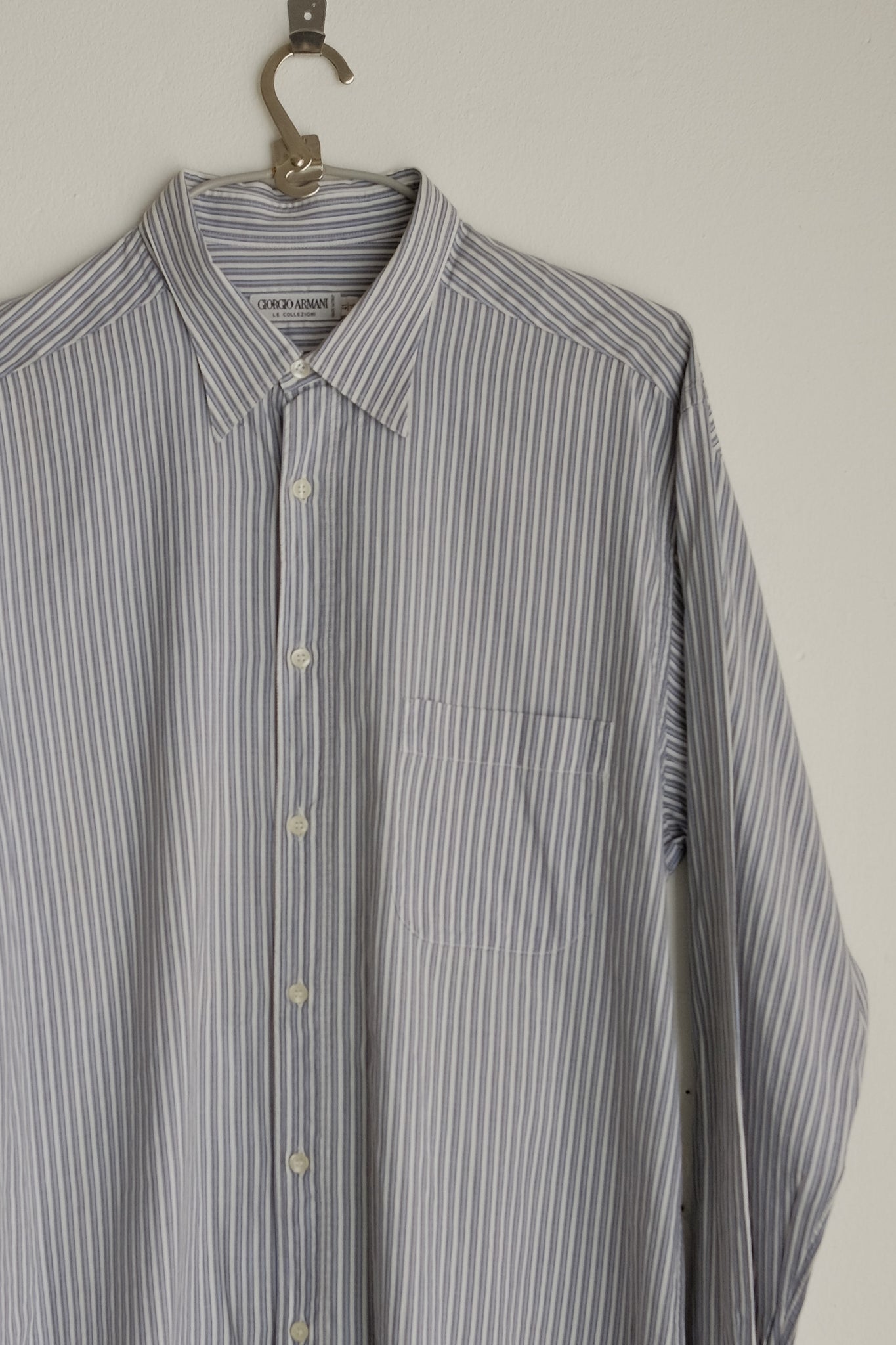 1980s GIORGIO ARMANI UOMO COLLEZIONI BLUE STRIP SHIRT