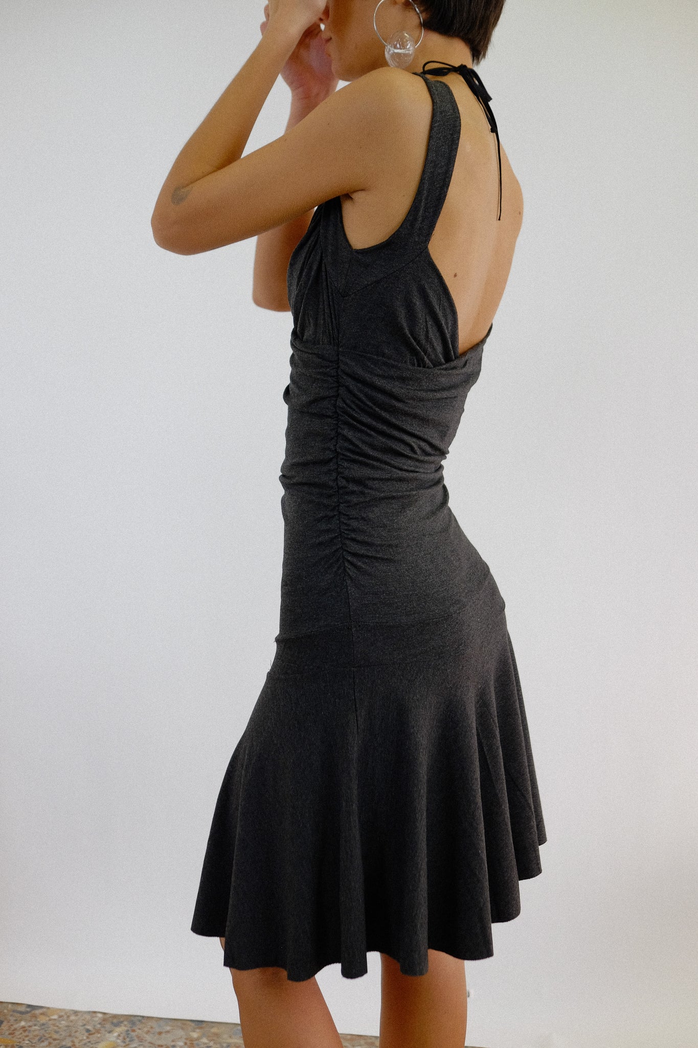 FRANCESCA FERRANTE STRETCH DRESS WITH SHRUG IN SLATE GREY
