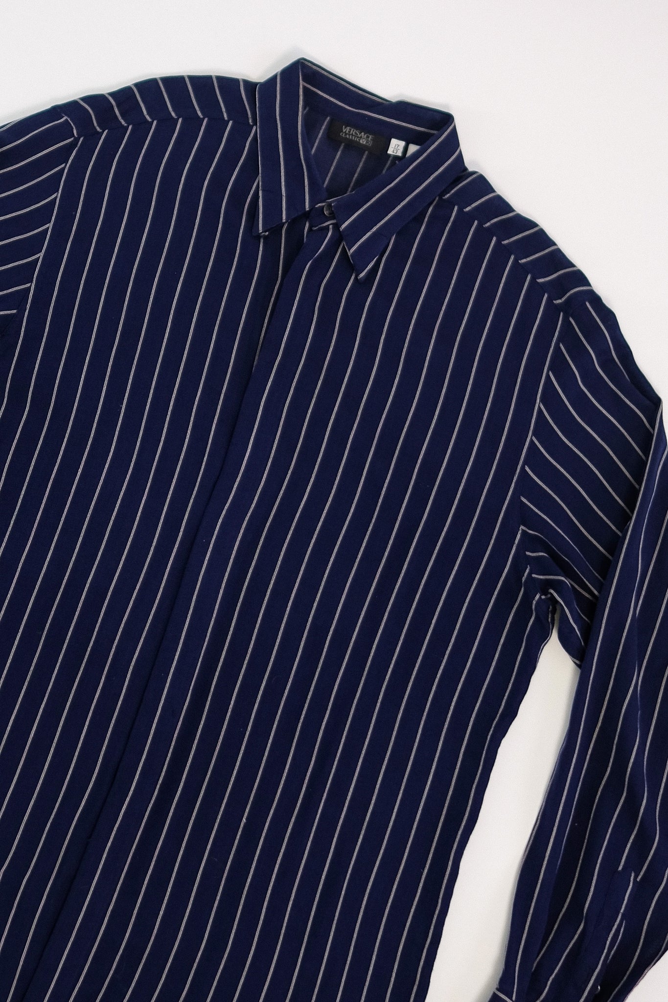 VERSACE STRIPED SHIRT IN SOFT BLUE COTTON GAUZE
