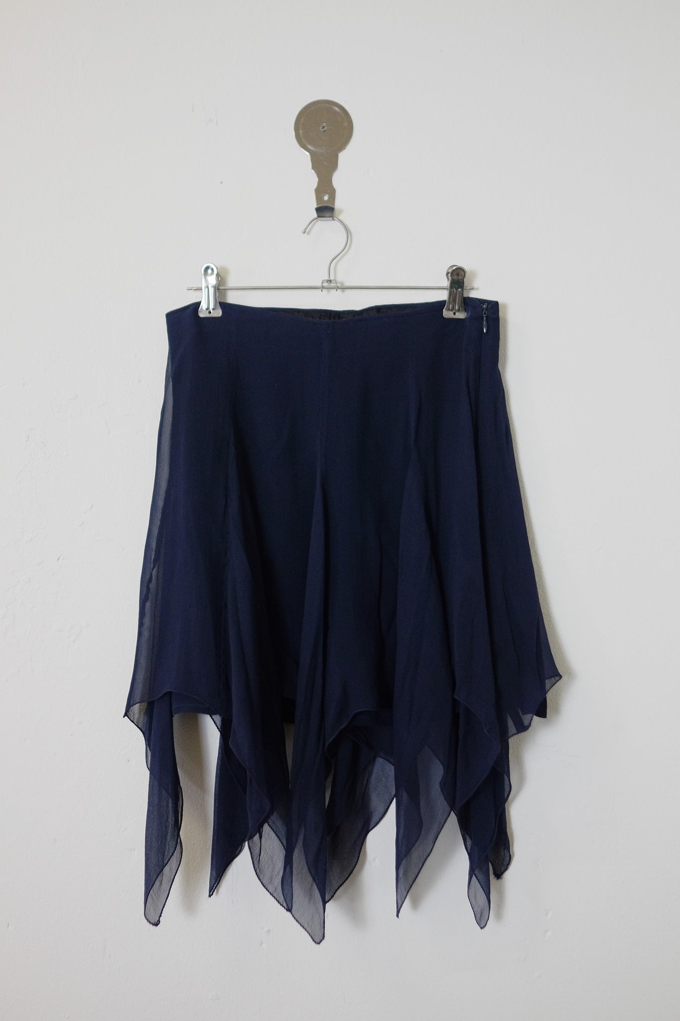 HANDKERCHIEF SILK SKIRT IN DEEP NAVY