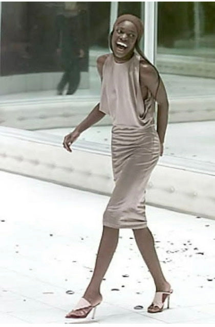 ALEXANDER MCQUEEN S/S 2001 DOCUMENTED ‘VOSS’ COLLECTION DRESS IN BLACK JERSEY